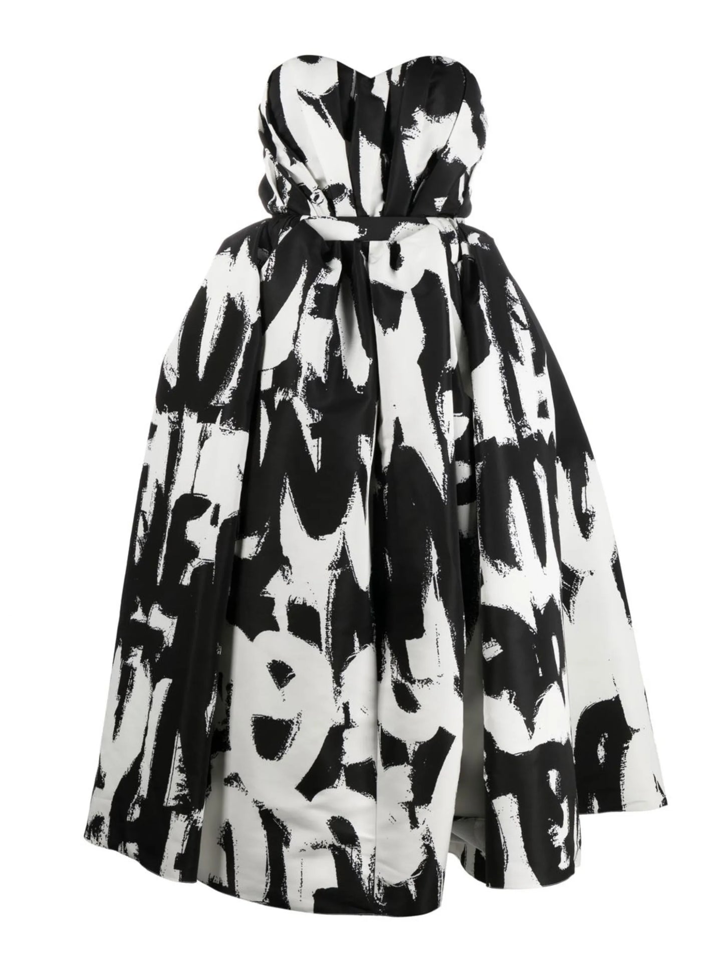 McQueen Graffiti print strapless dress
