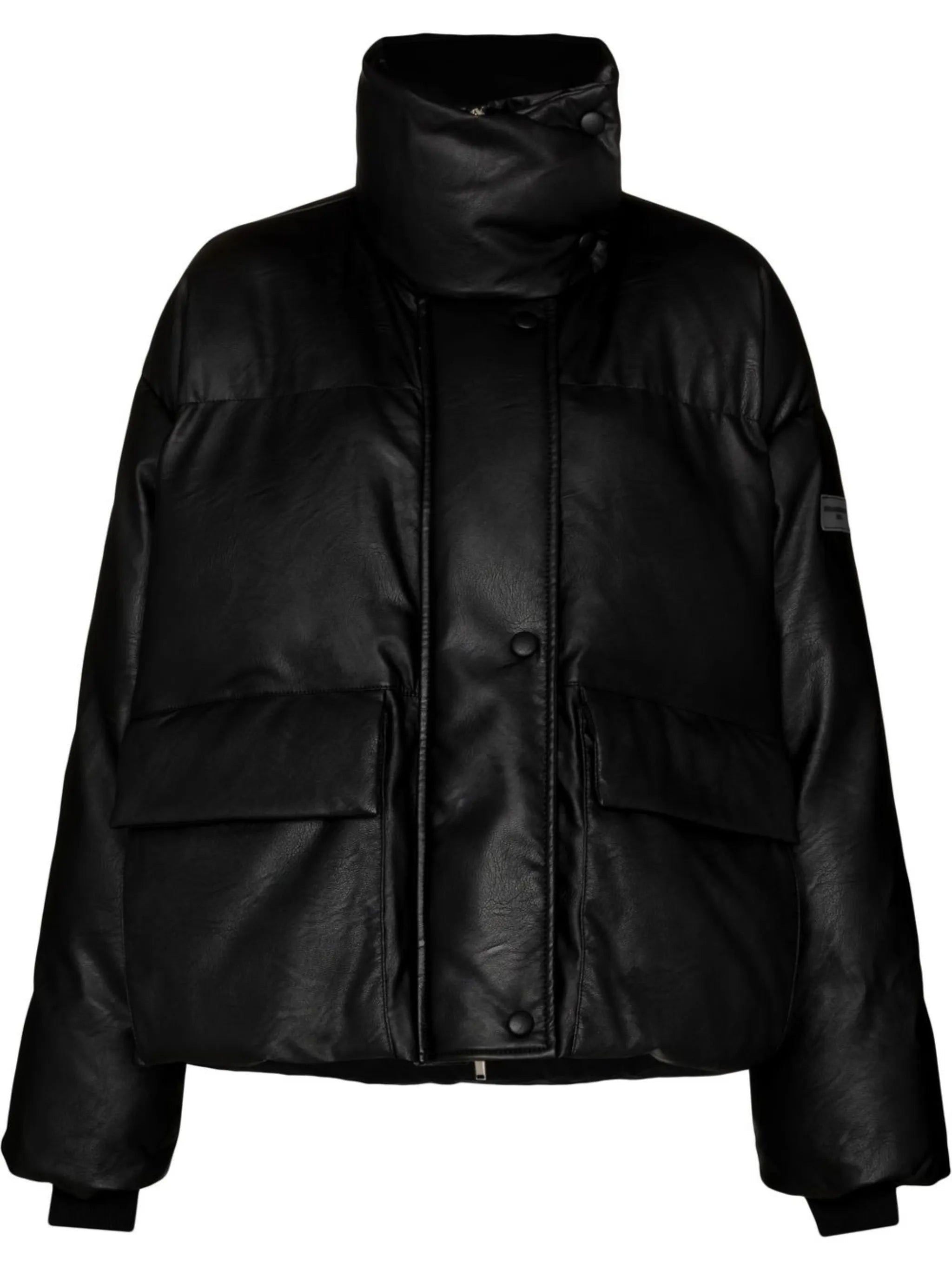 polished-finish padded coat