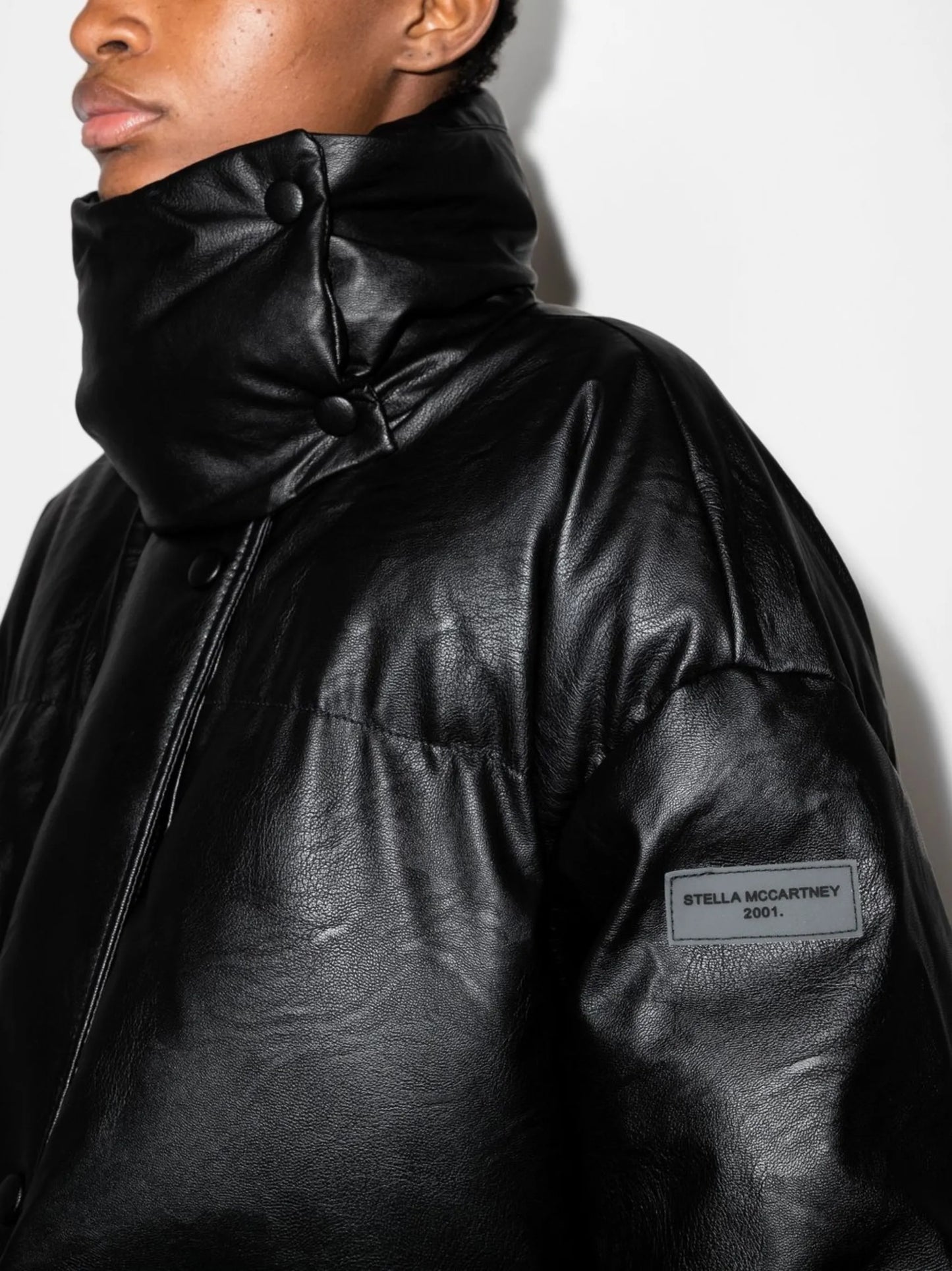 polished-finish padded coat