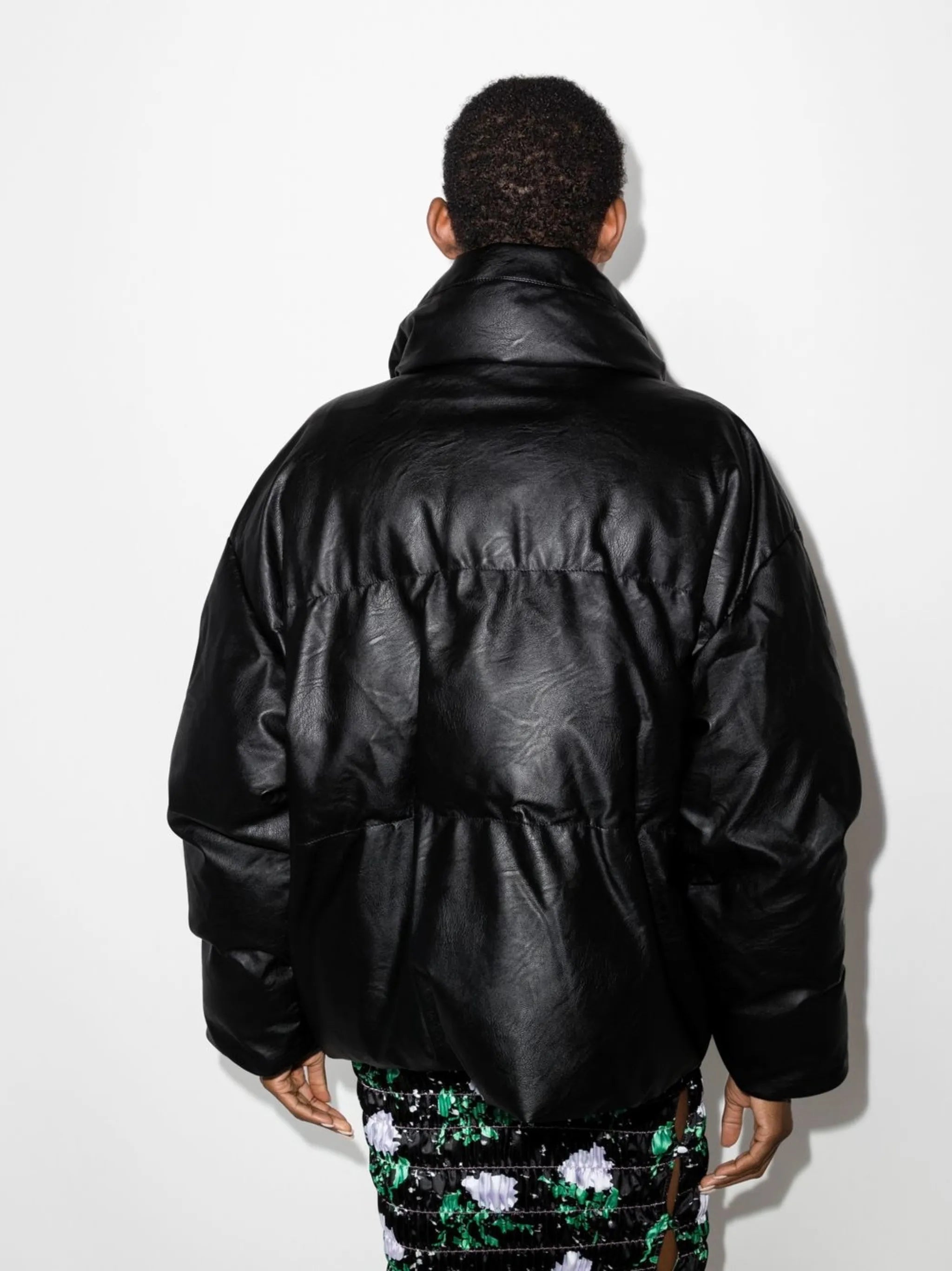 polished-finish padded coat