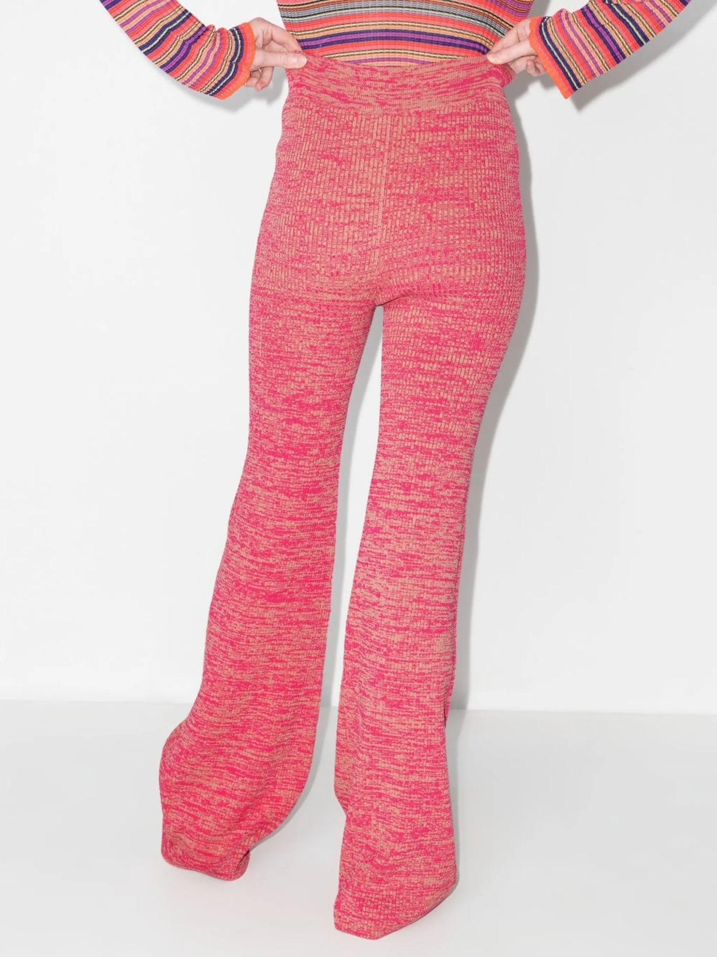 rib-knit wide-leg trousers