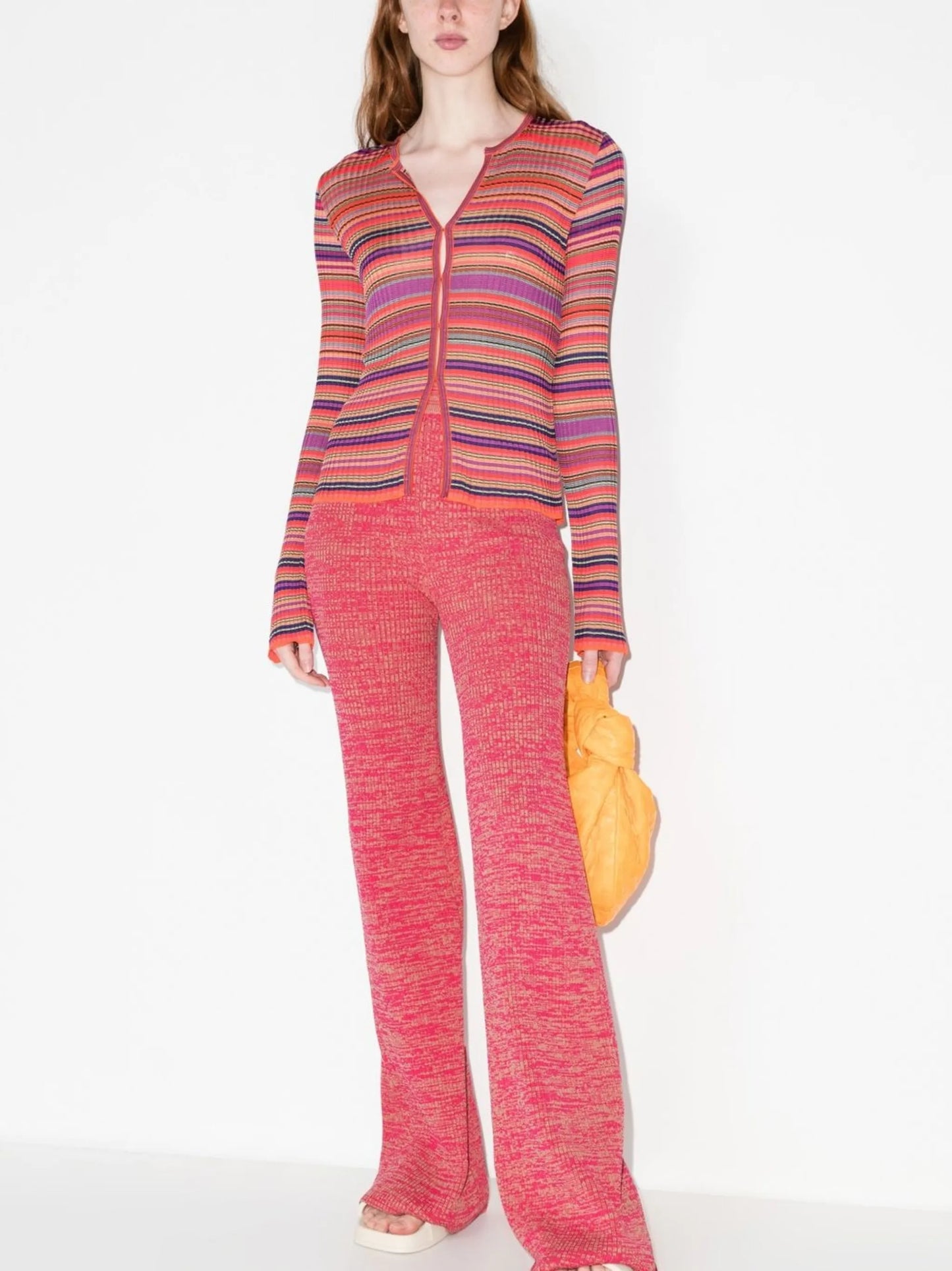 rib-knit wide-leg trousers