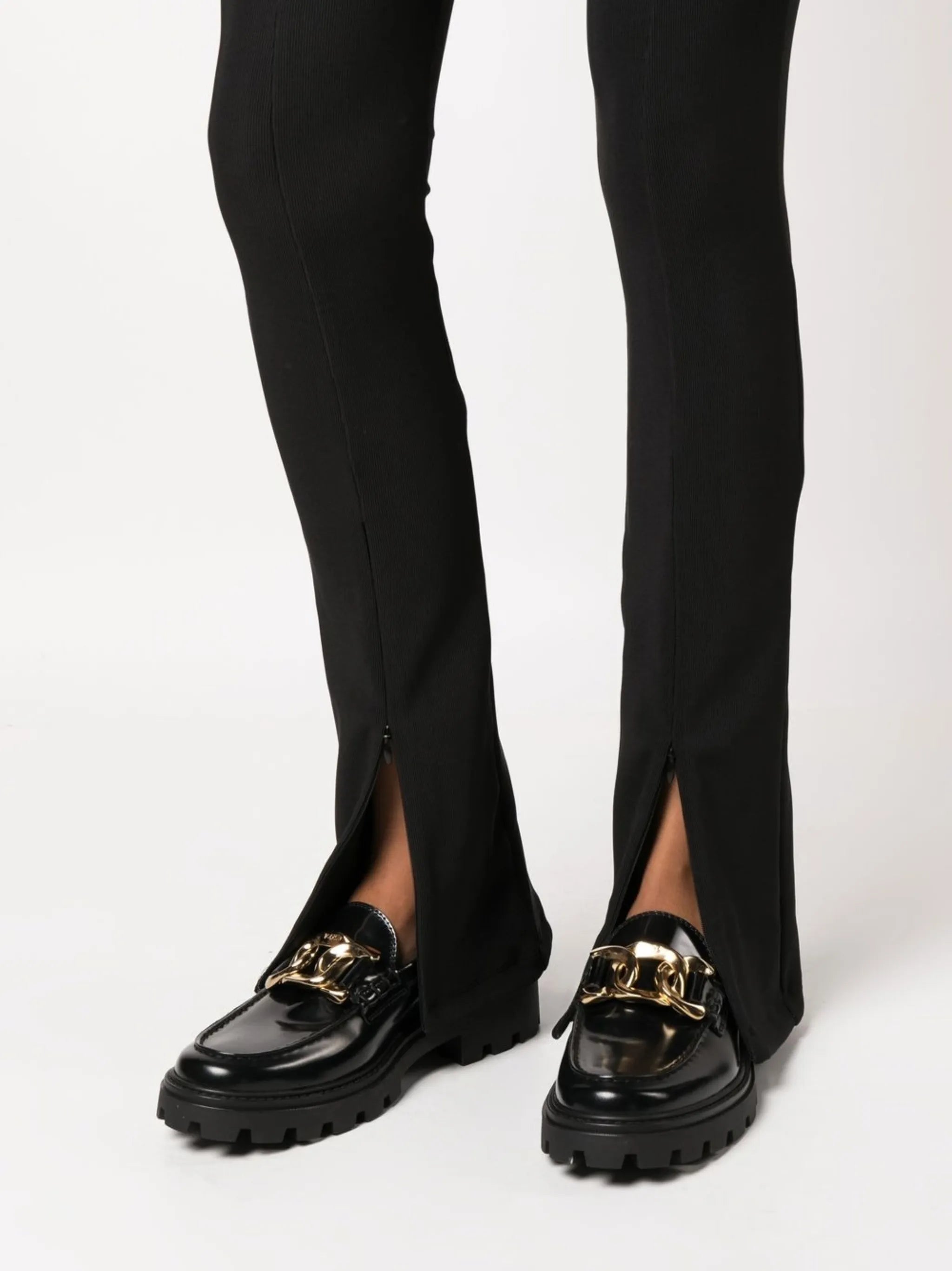 zip-ankle flared leggings