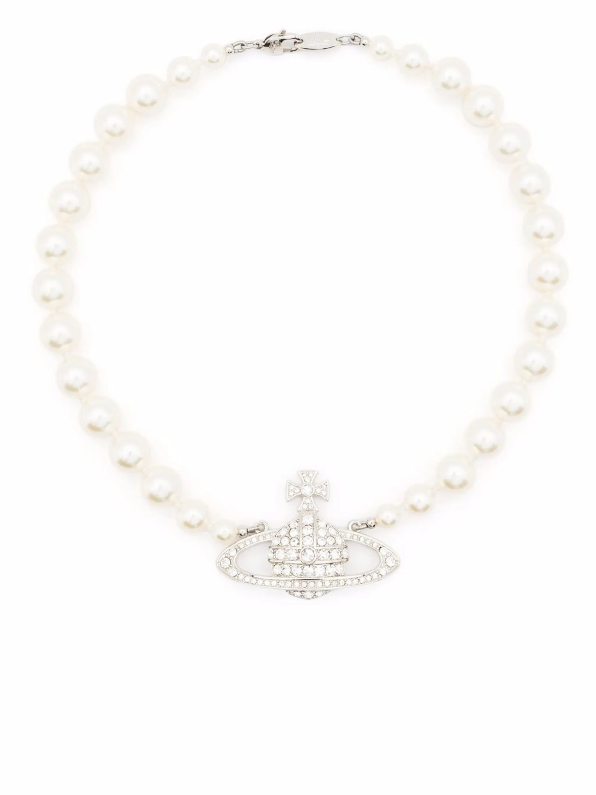 Orb-motif pearl necklace