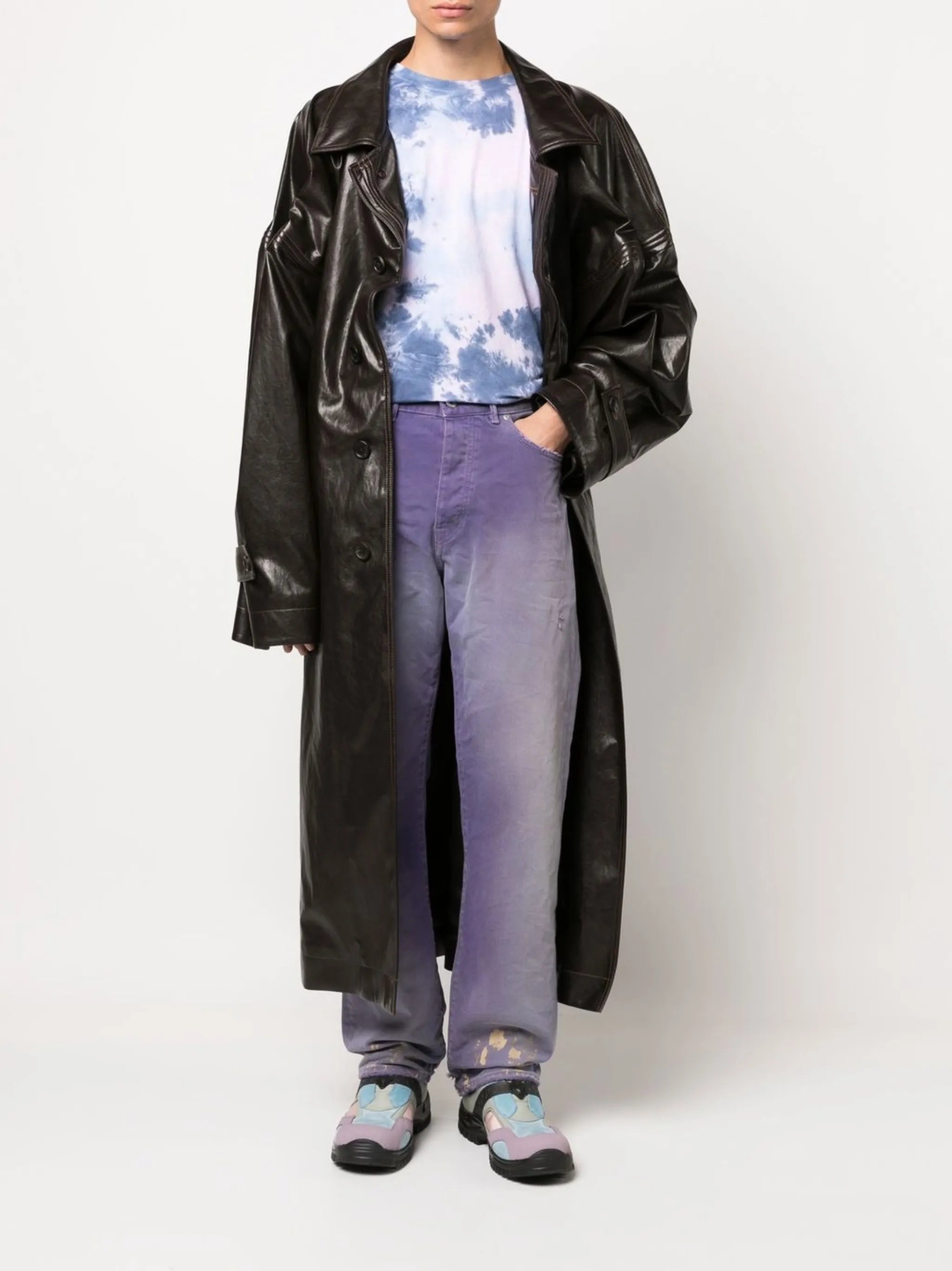 sun bleached distressed slim jeans