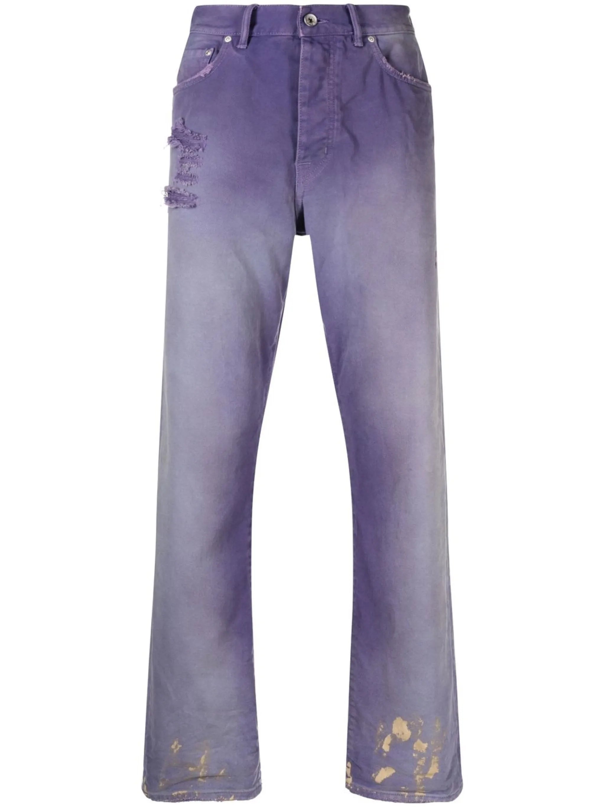 sun bleached distressed slim jeans