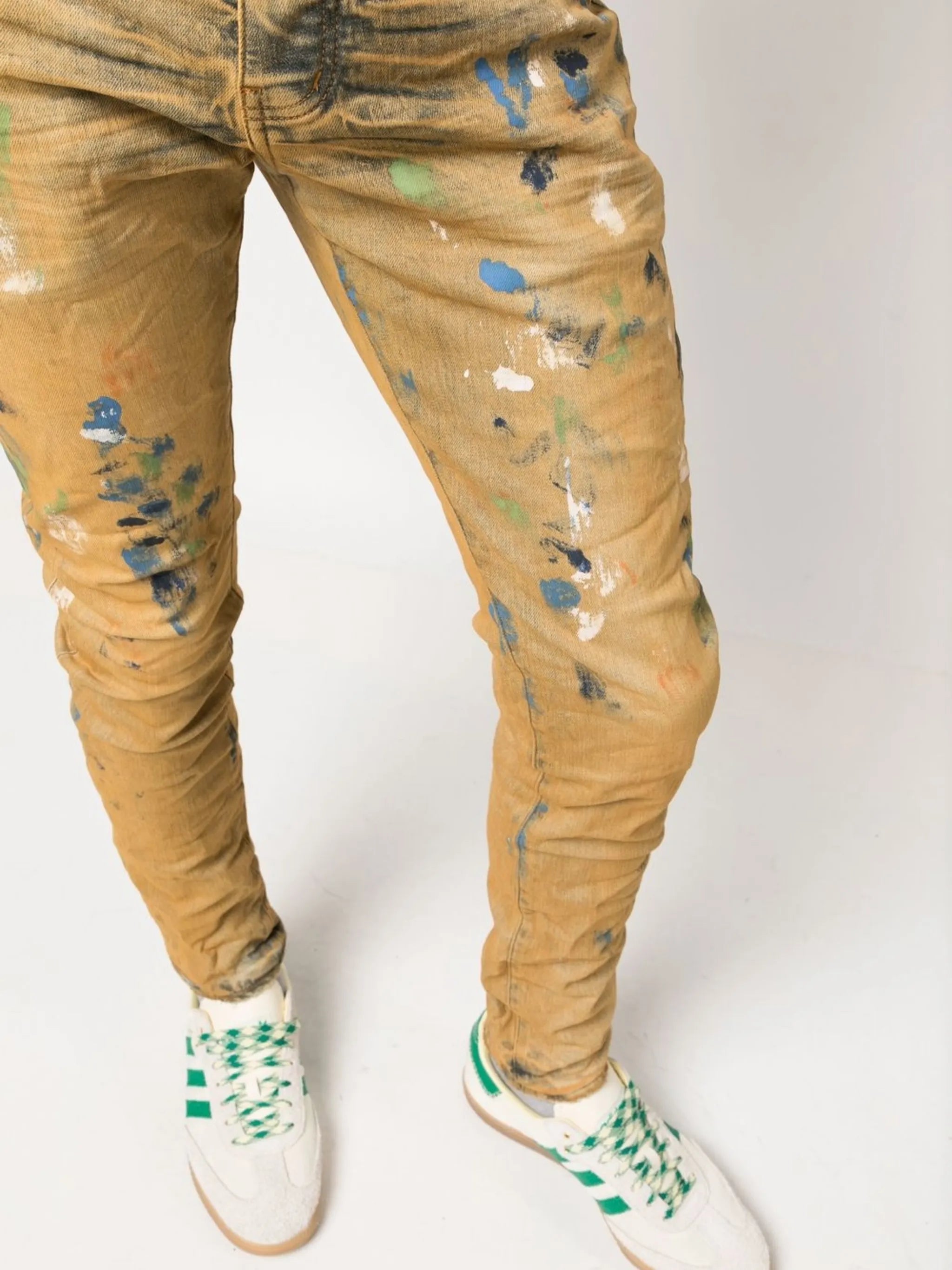 paint-splatter skinny jeans