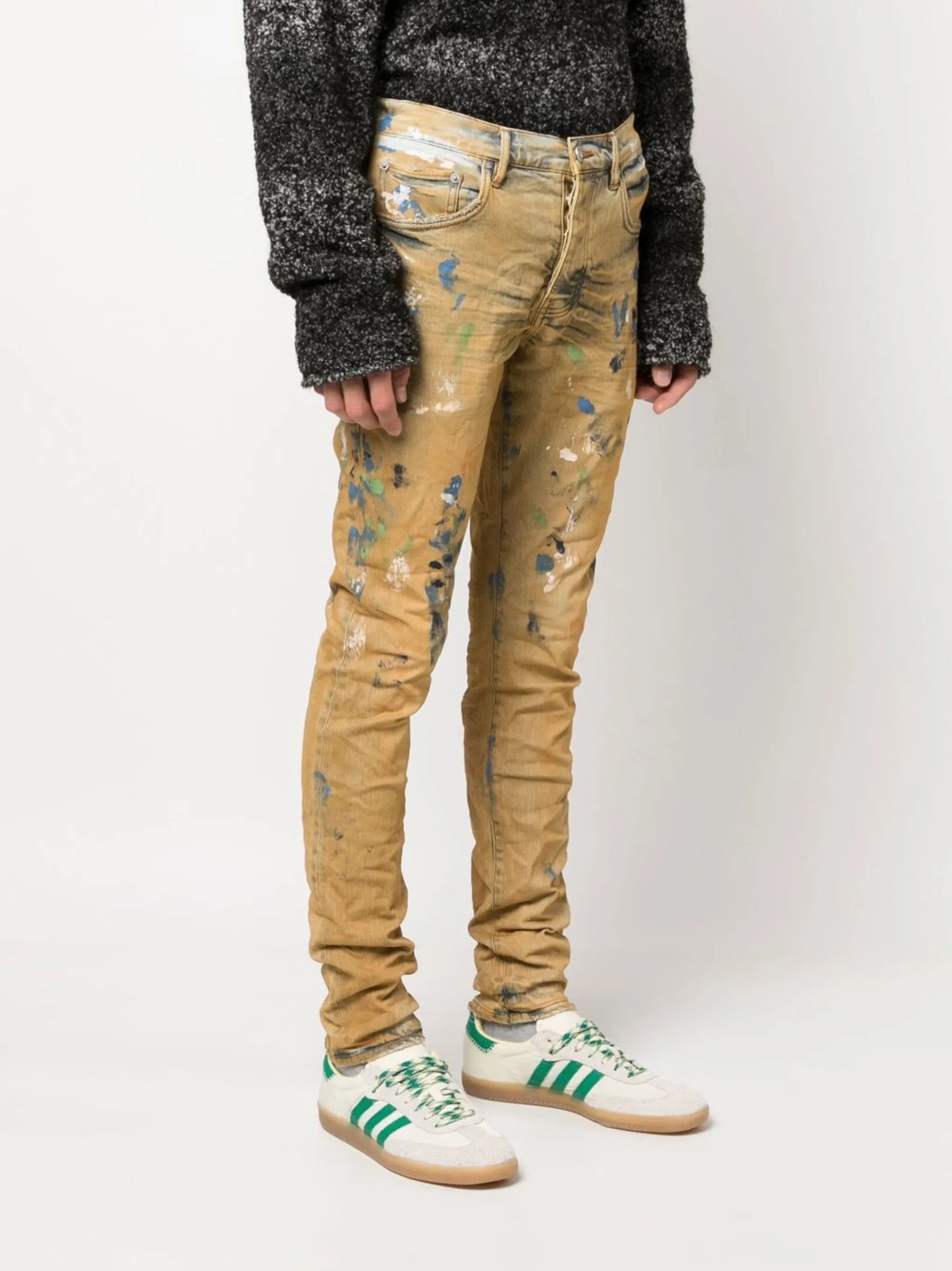 paint-splatter skinny jeans