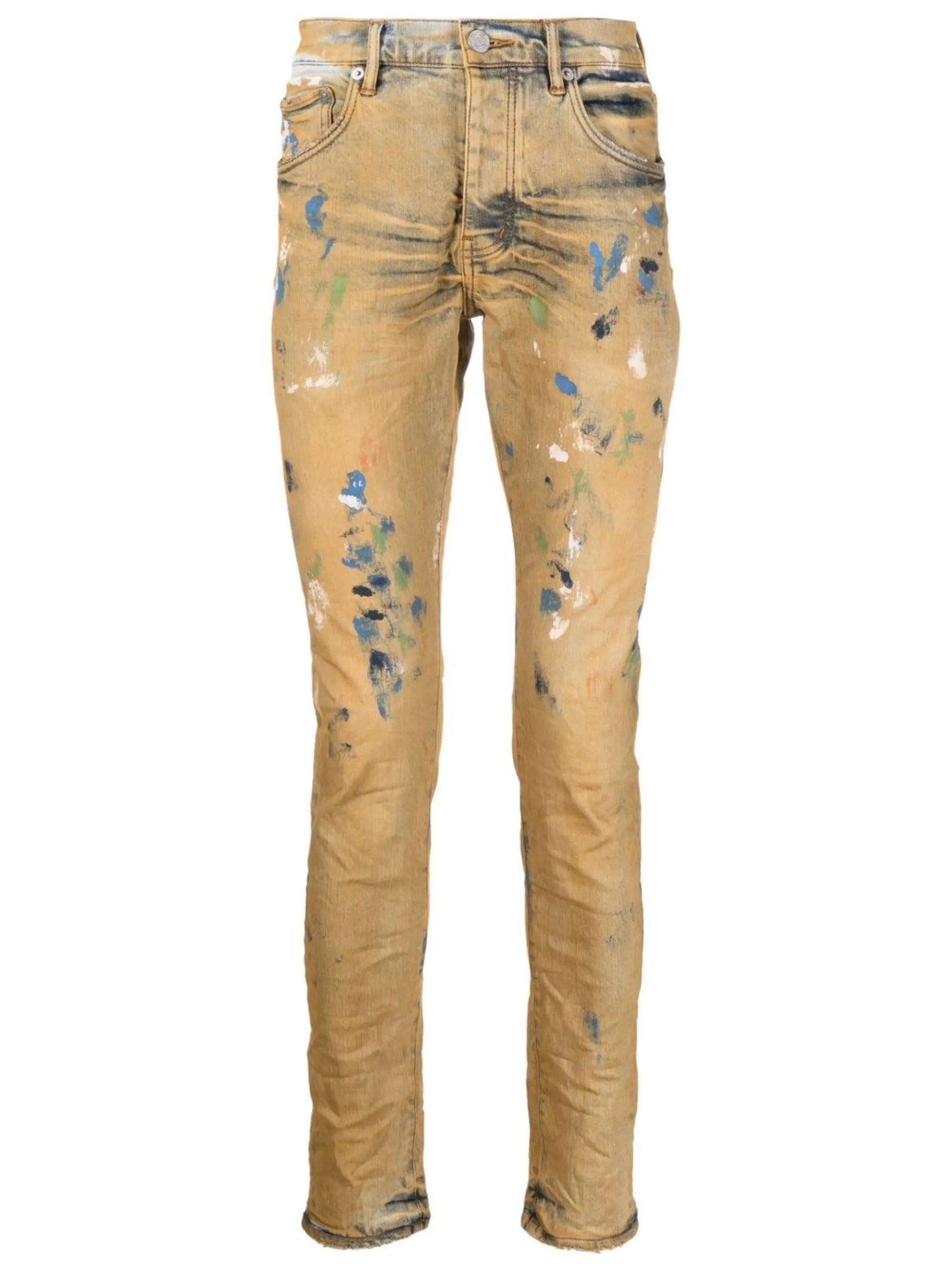 paint-splatter skinny jeans