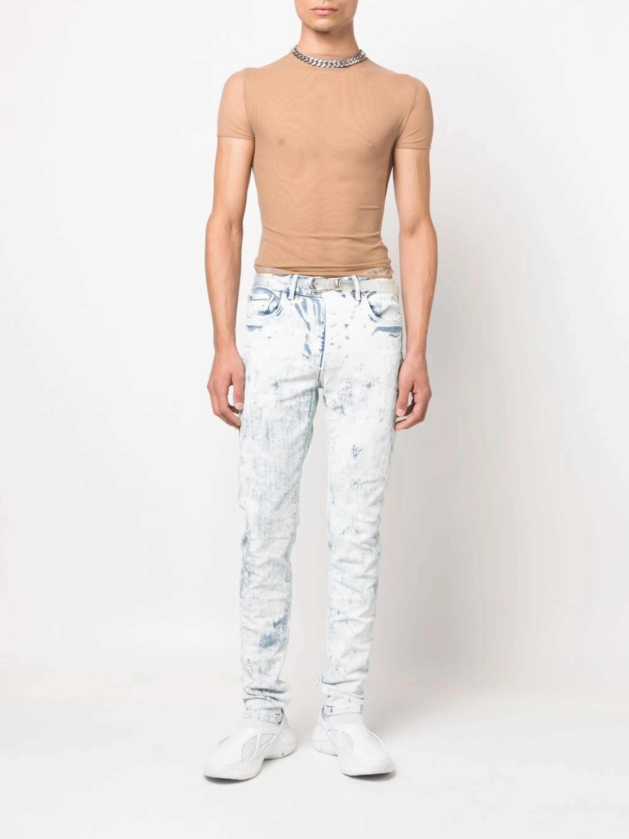 Cracked White Over Light skinny jeans