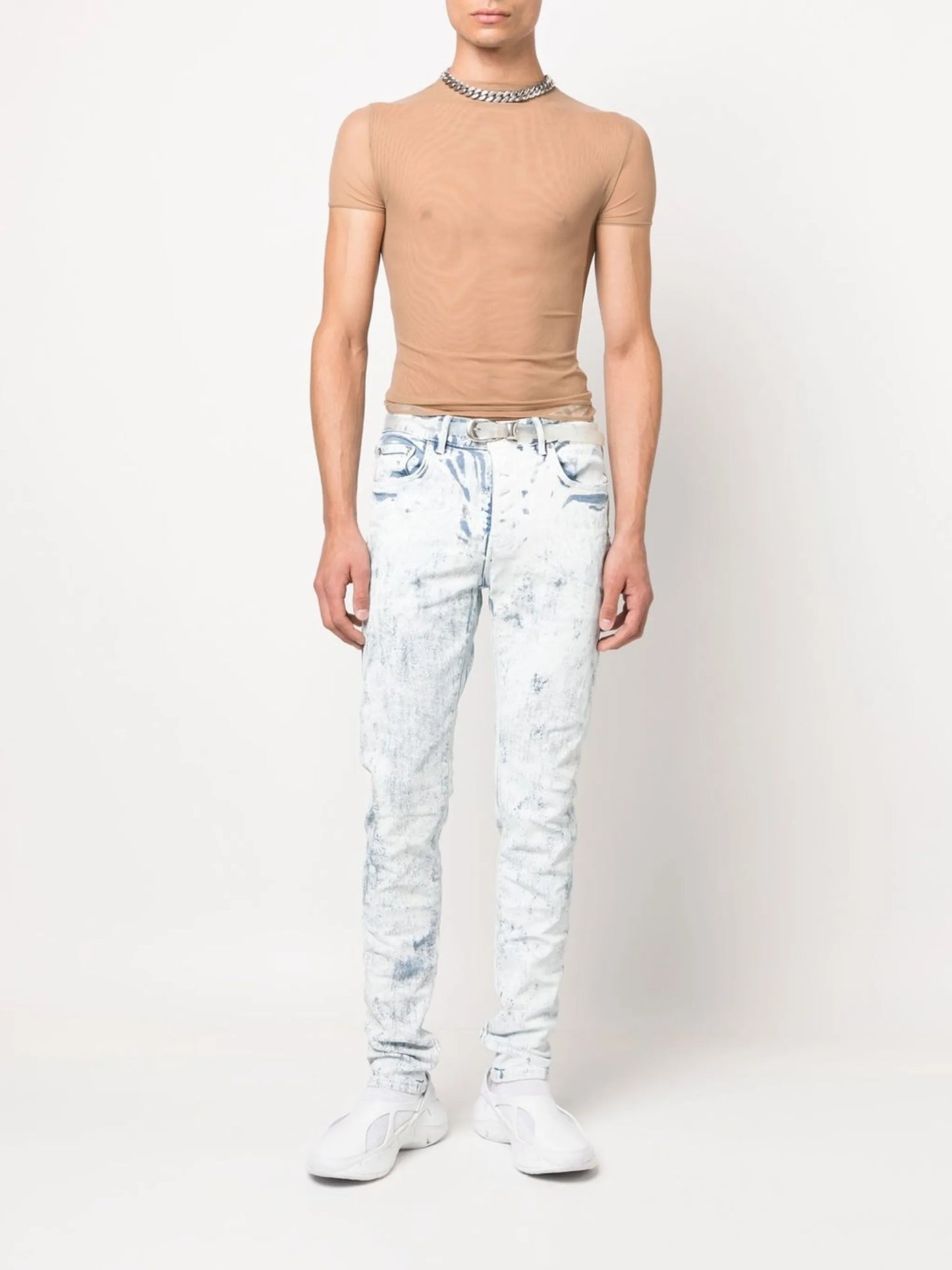 Cracked White Over Light skinny jeans