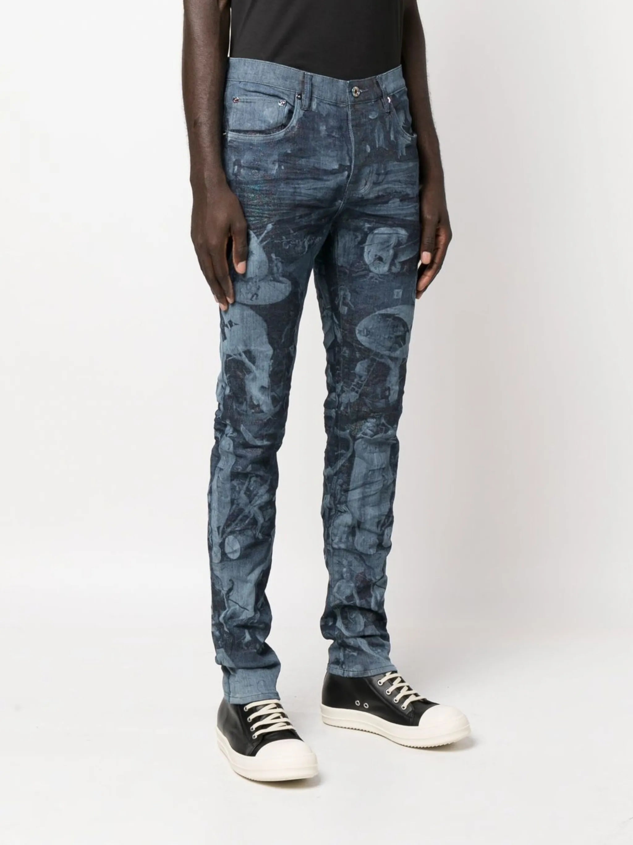 laser-print skinny jeans