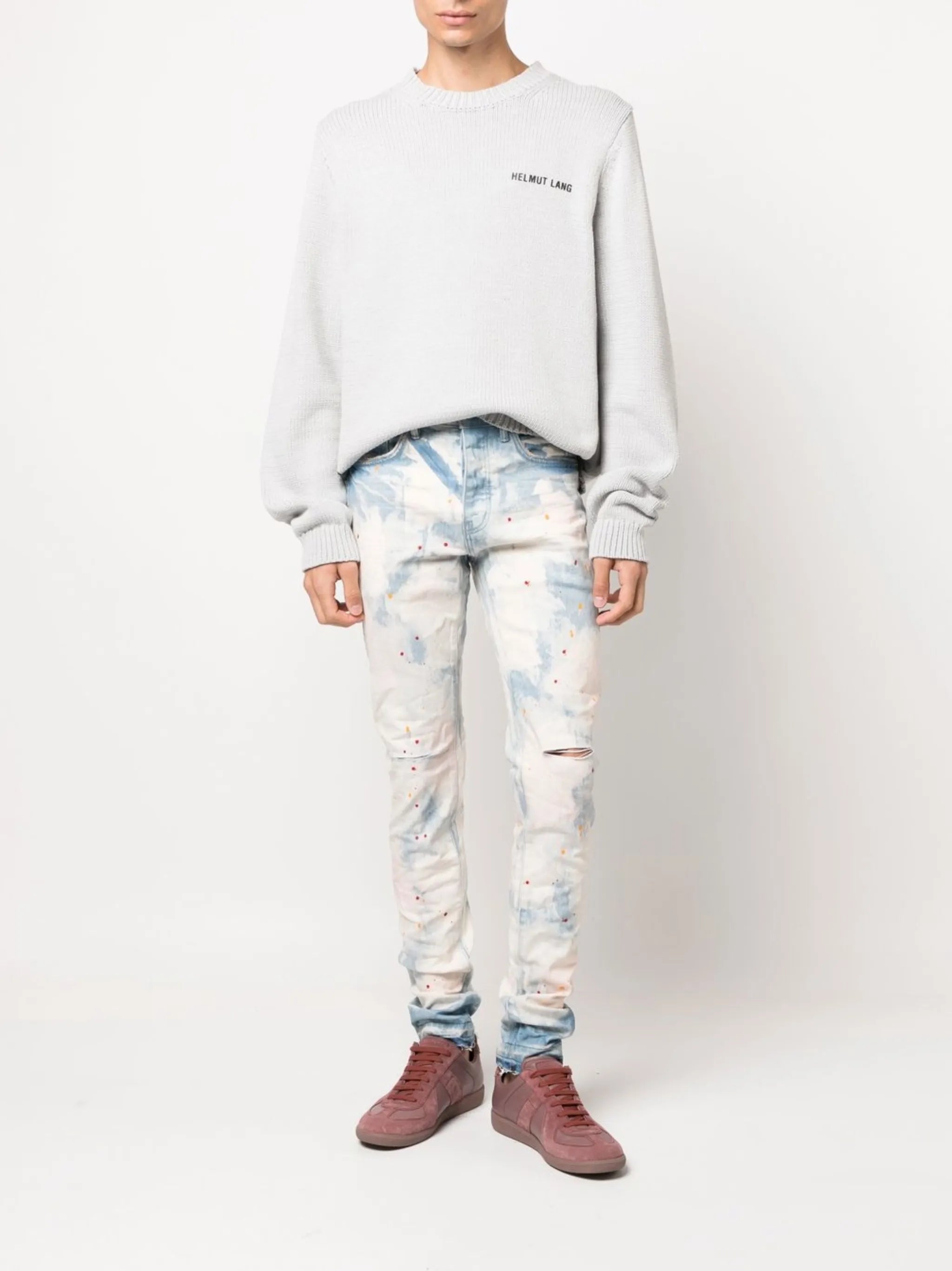 Light Faded Bleached Splatter jeans