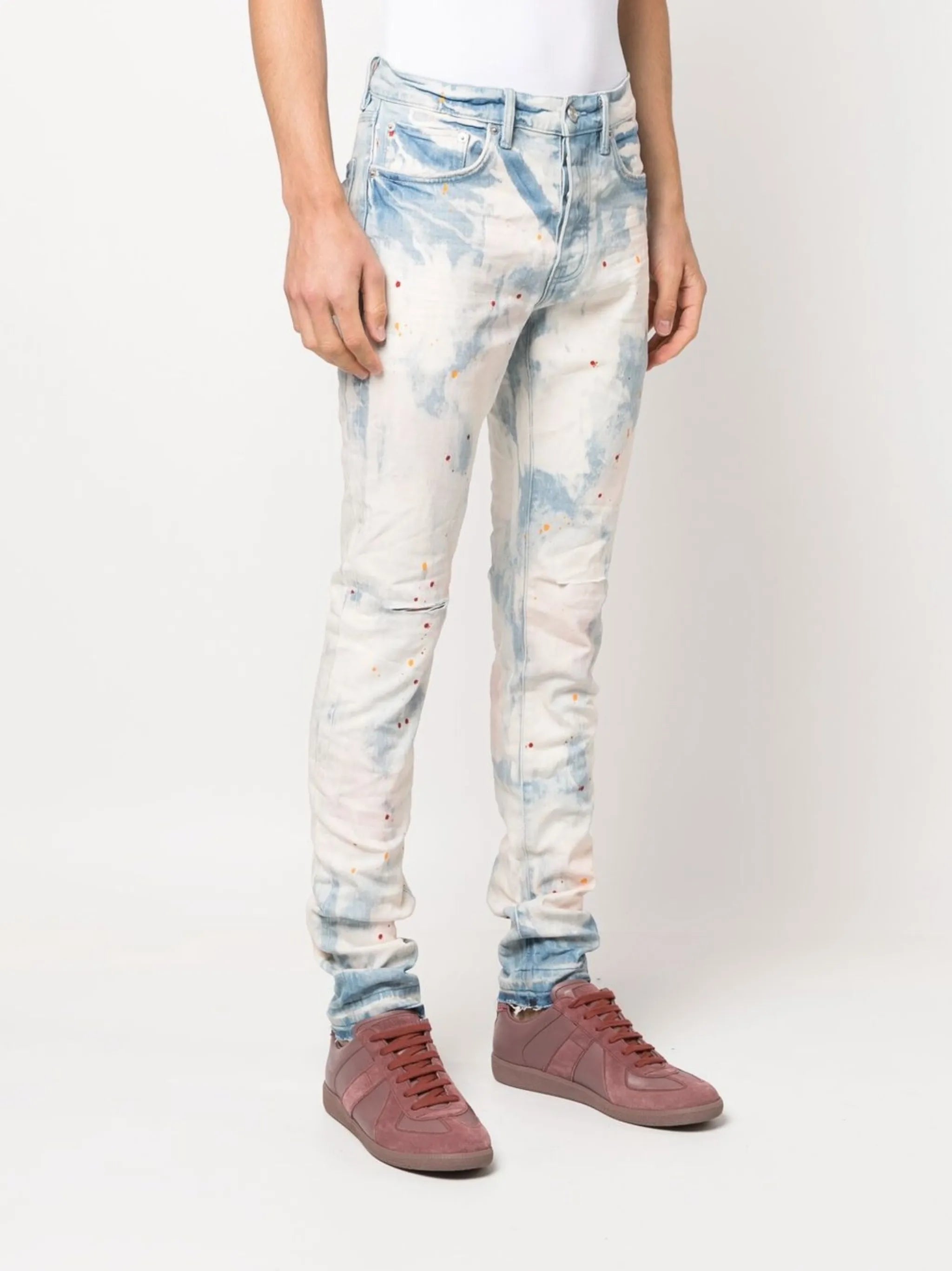 Light Faded Bleached Splatter jeans