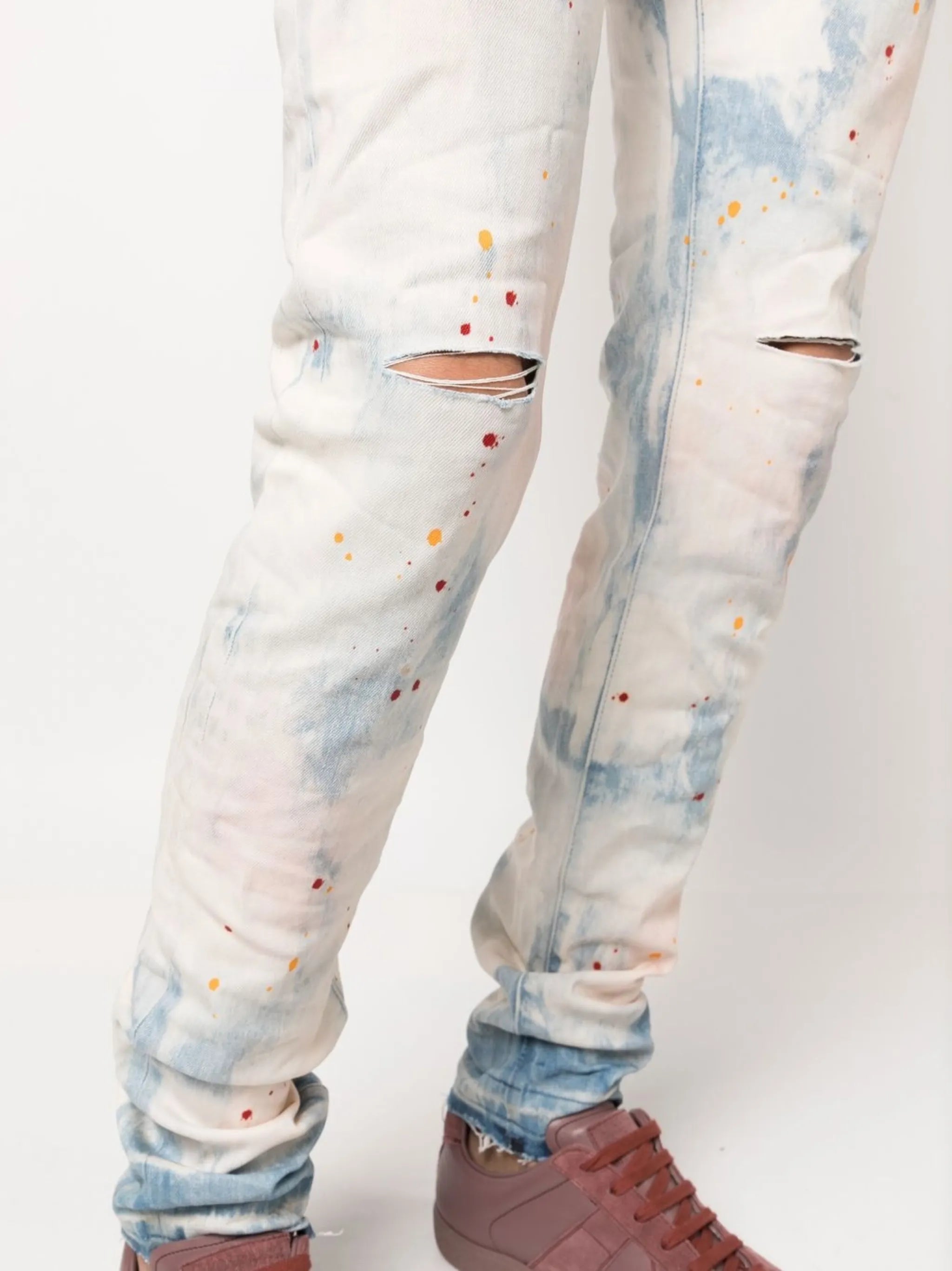 Light Faded Bleached Splatter jeans
