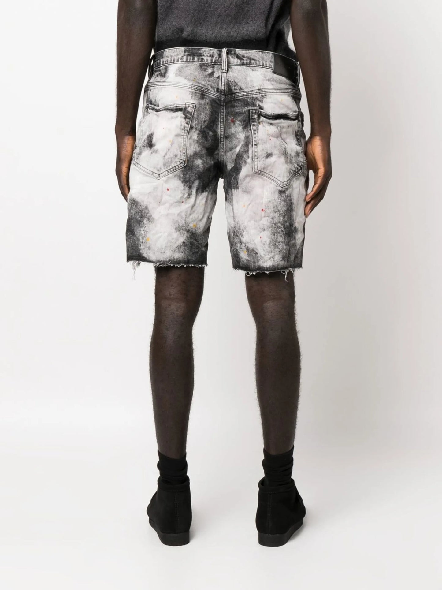 bleached tie-dye denim shorts