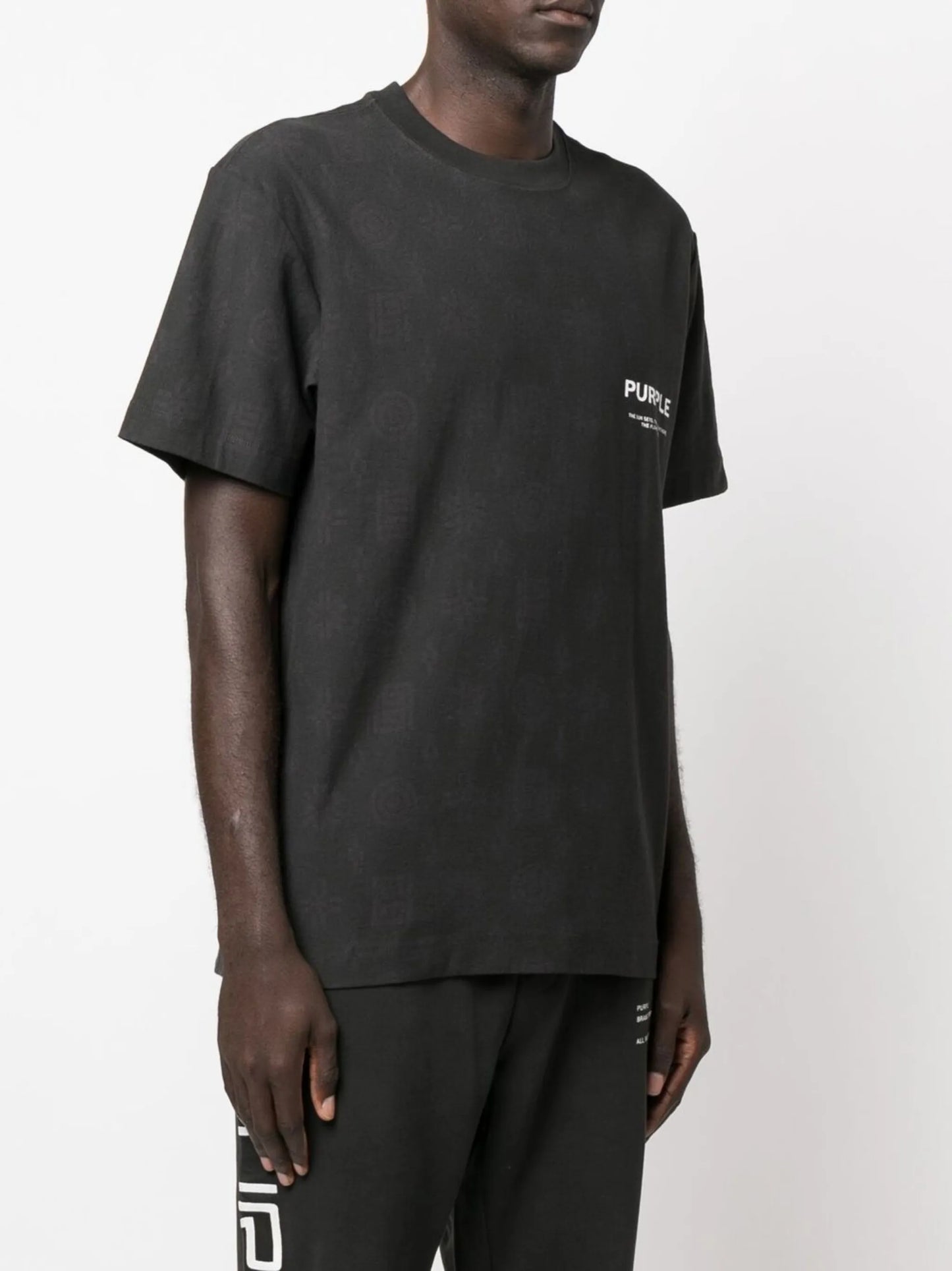 textured motif cotton T-shirt