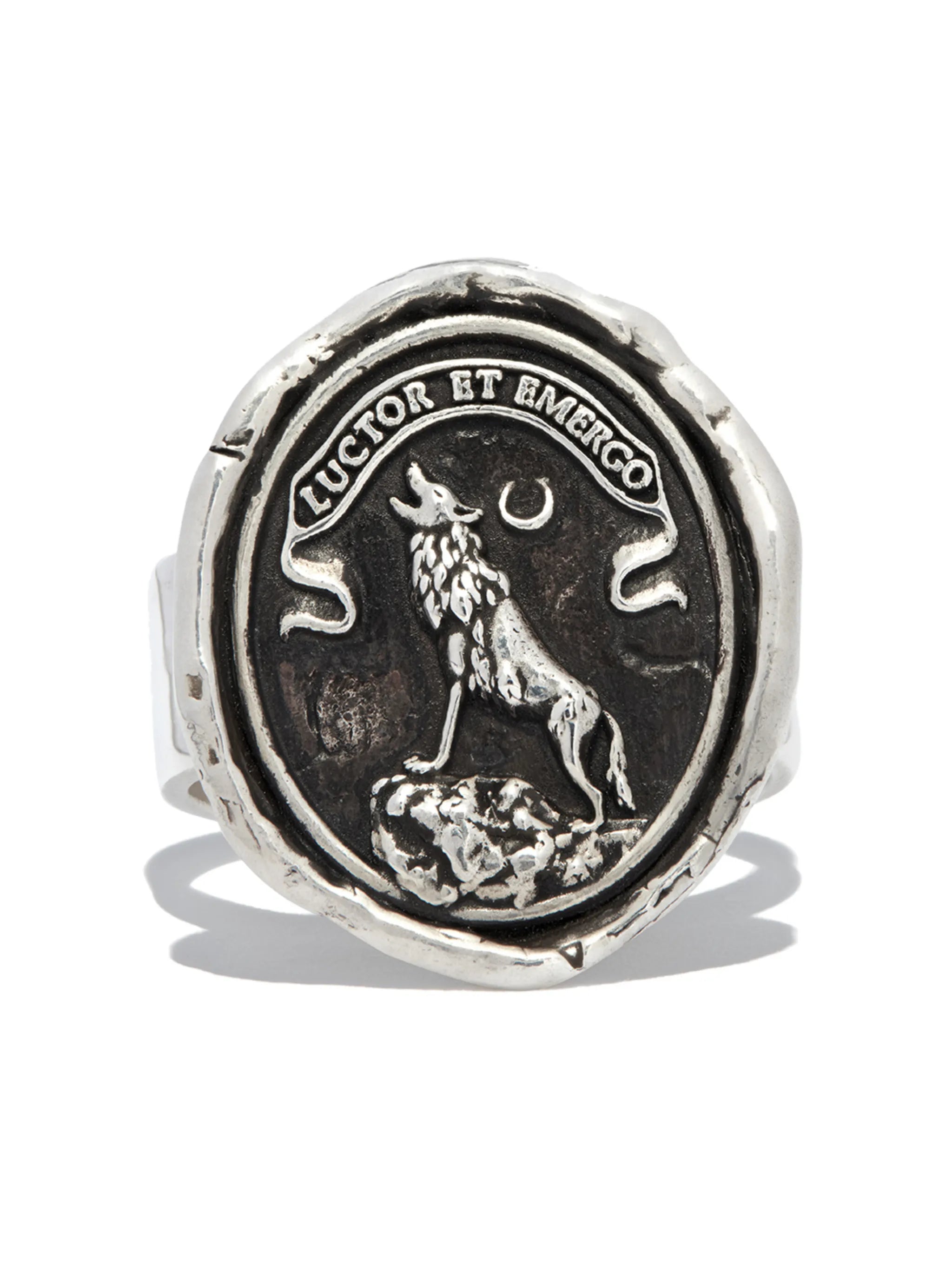 silver Struggle and Emerge signet ring