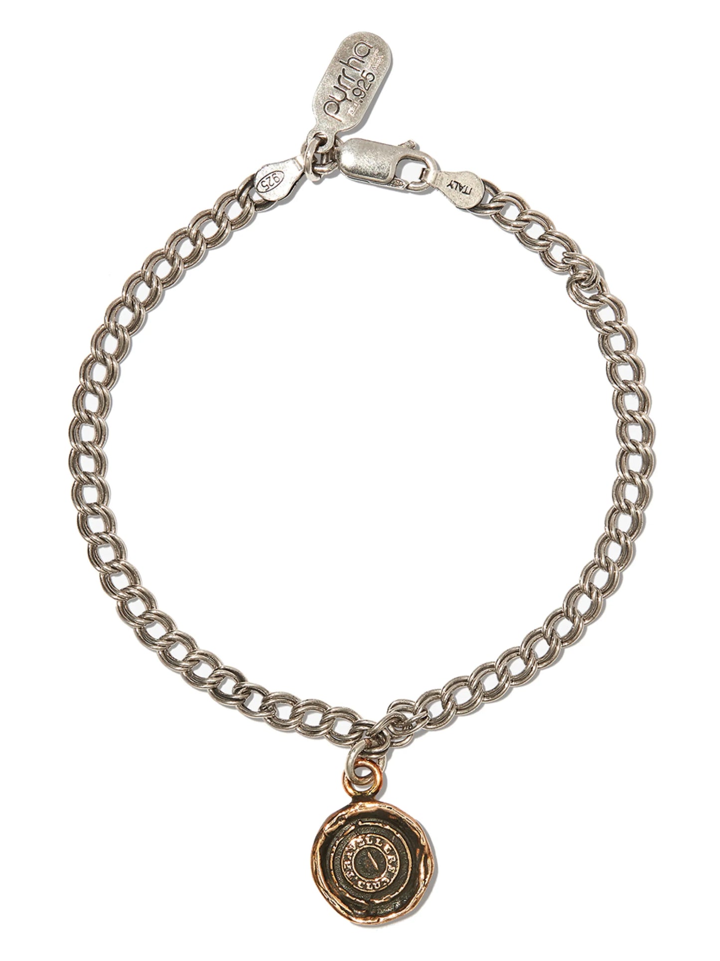 sterling silver Safe Travels charm bracelet