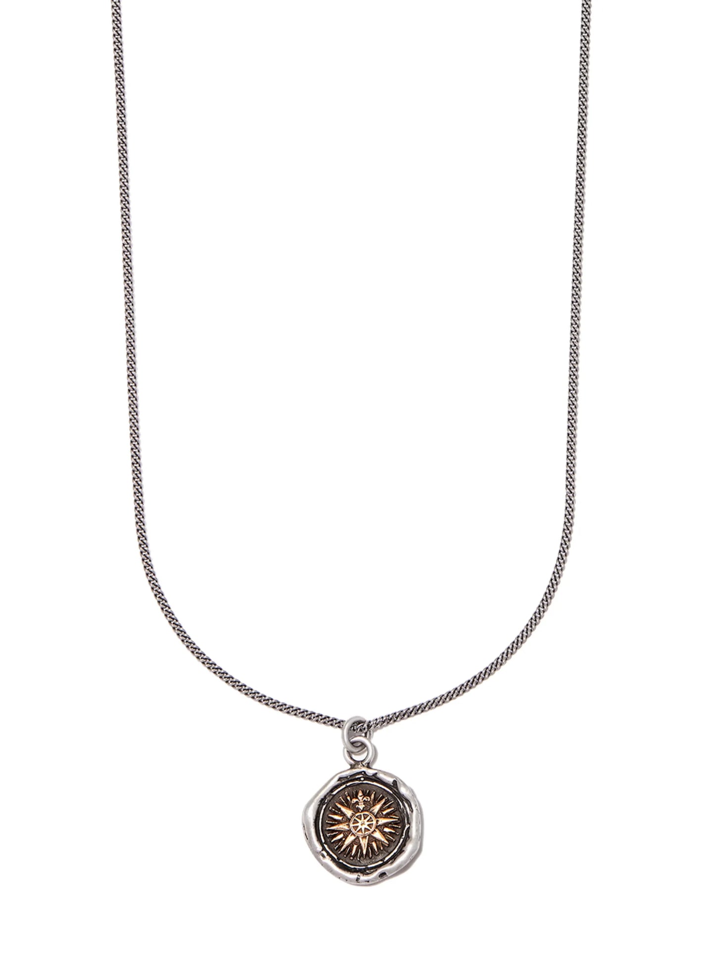 14kt yellow gold and silver Direction necklace