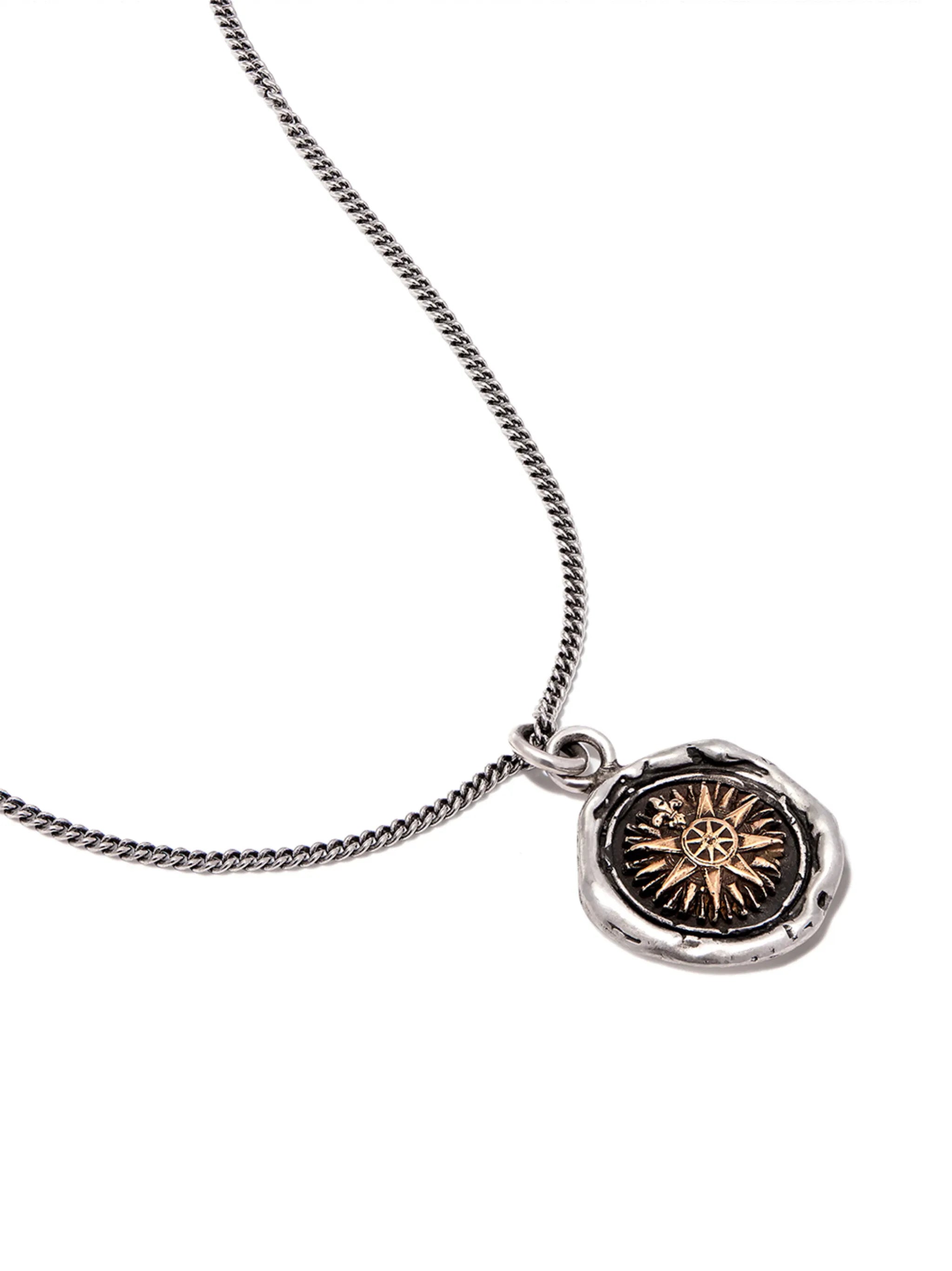 14kt yellow gold and silver Direction necklace