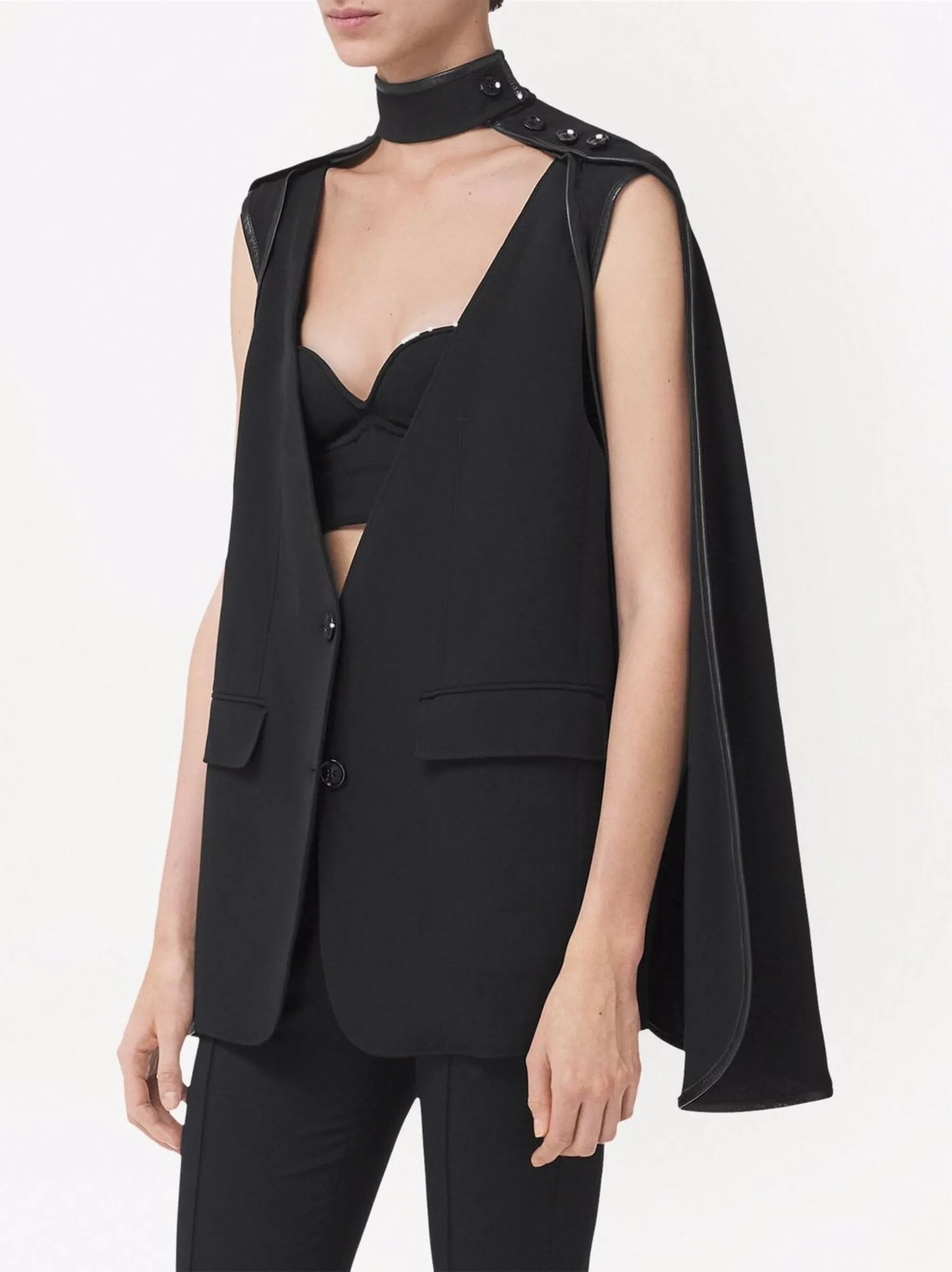 deconstructed tailored silk cape