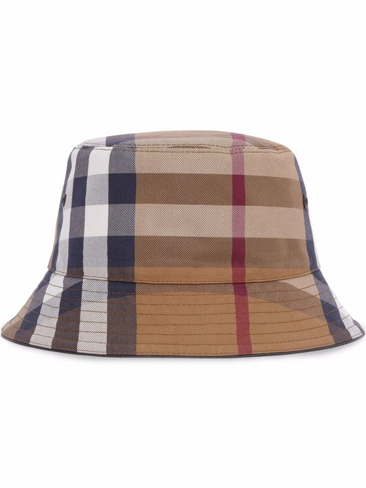 check-print bucket hat