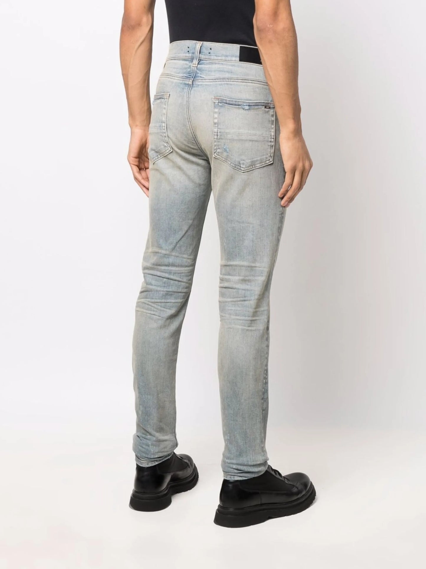 logo-patch stonewashed skinny jeans
