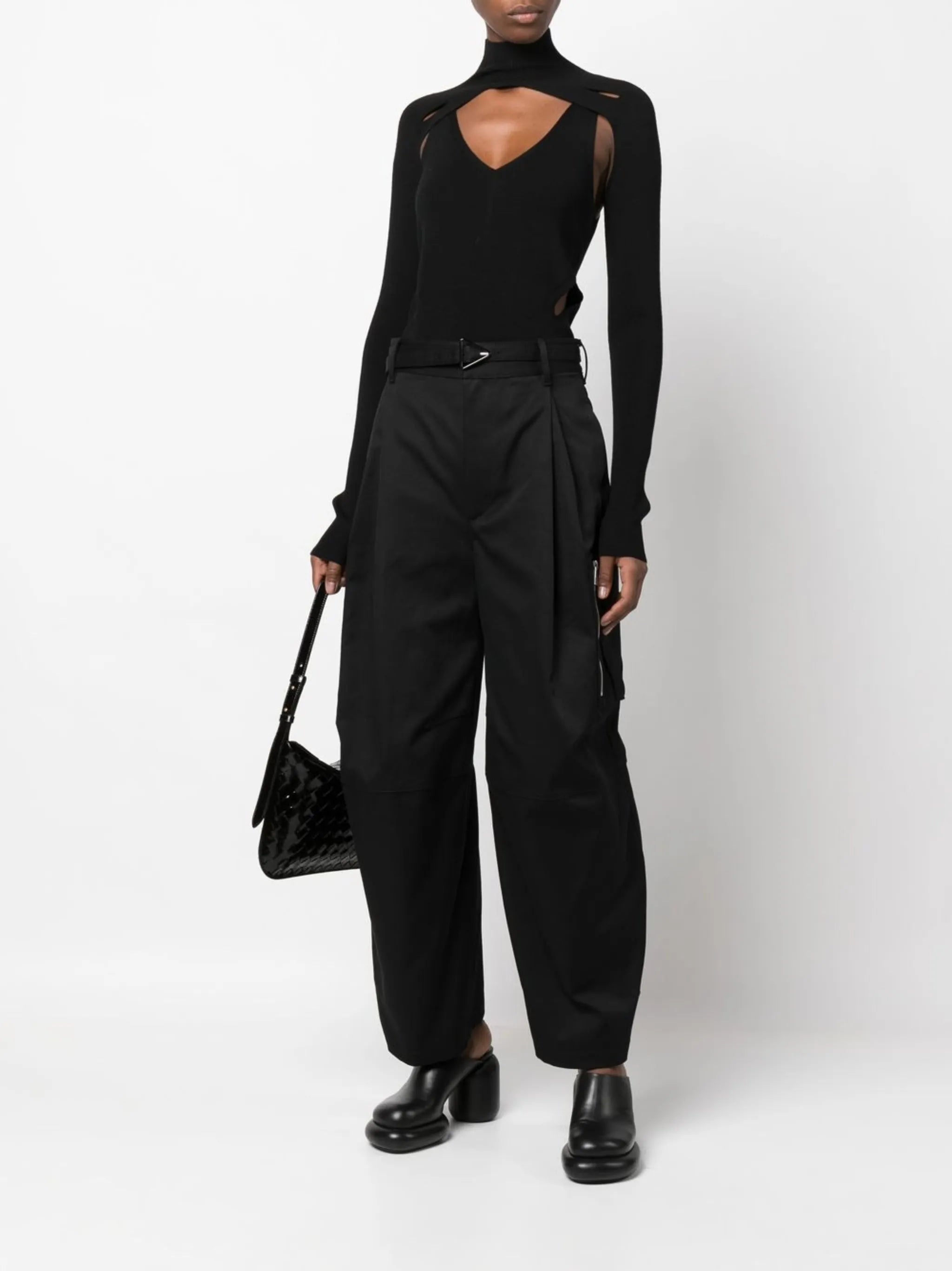 logo-buckle cotton trousers