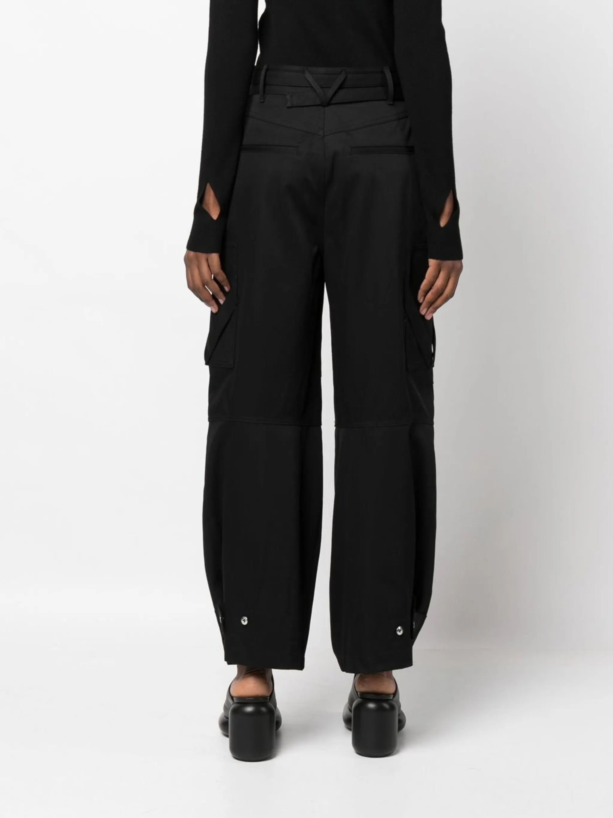 logo-buckle cotton trousers