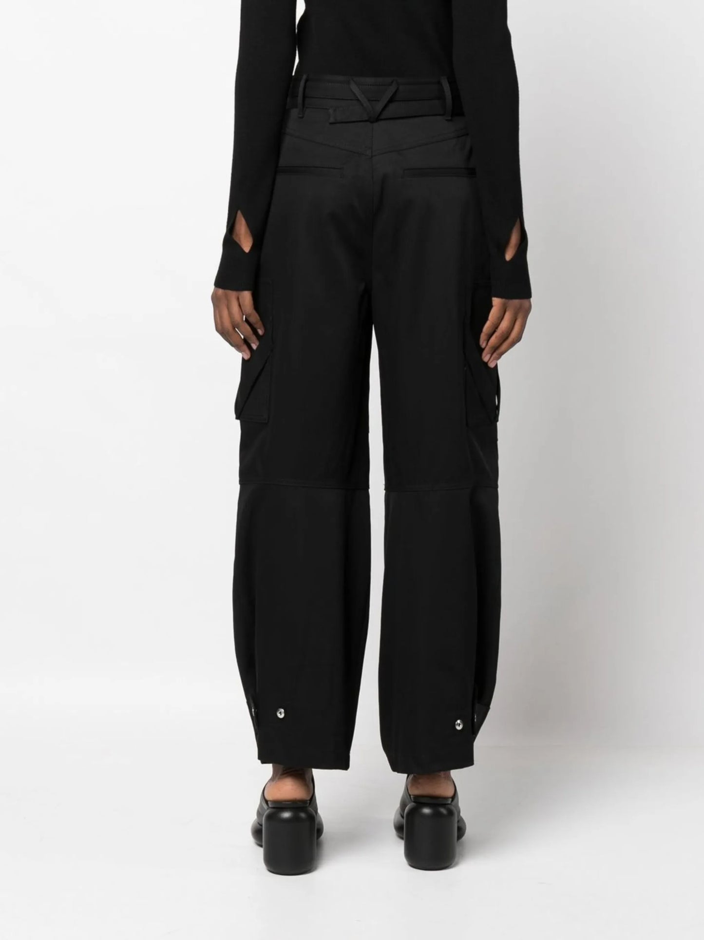 logo-buckle cotton trousers