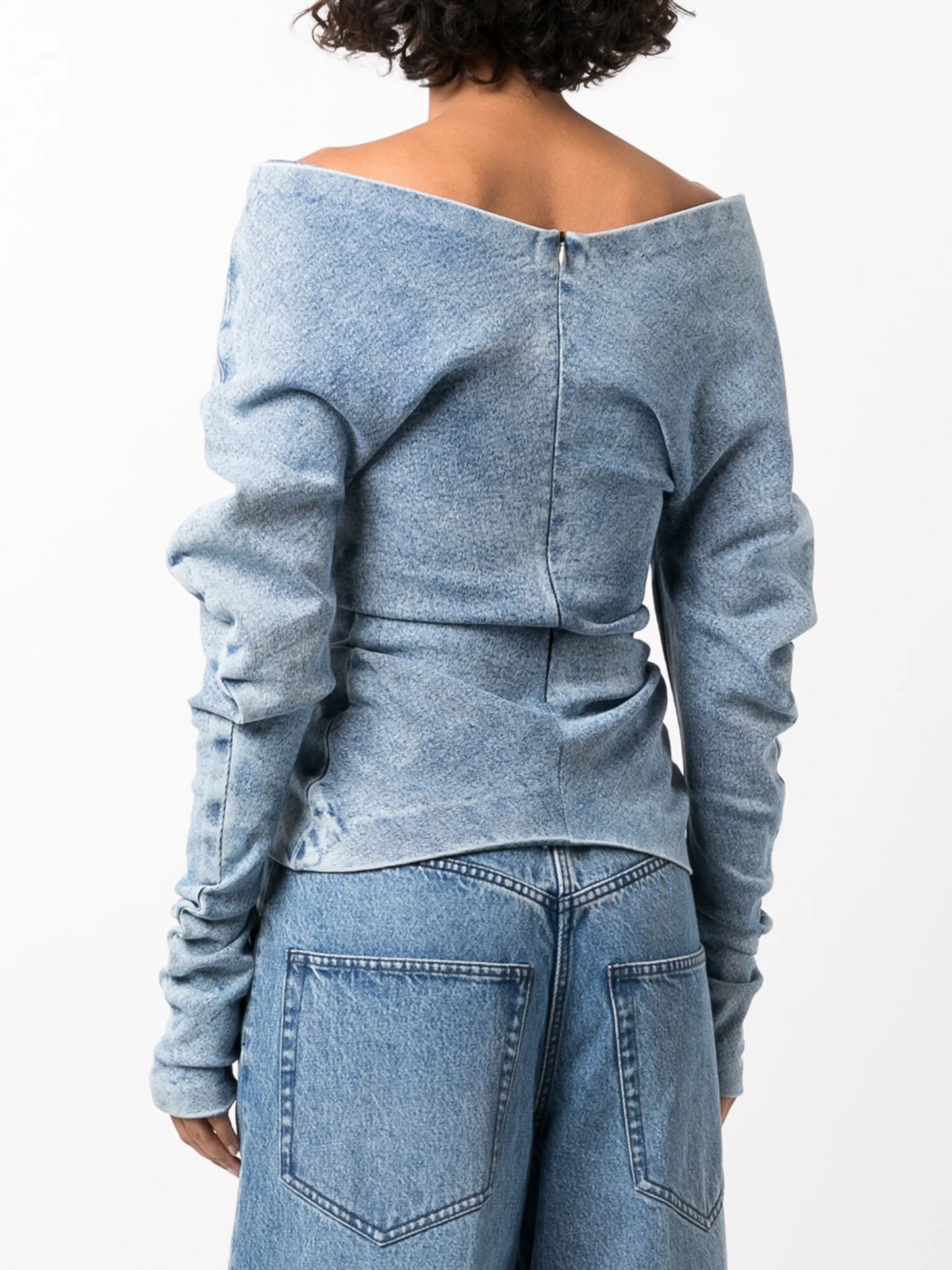 off-shoulder denim top