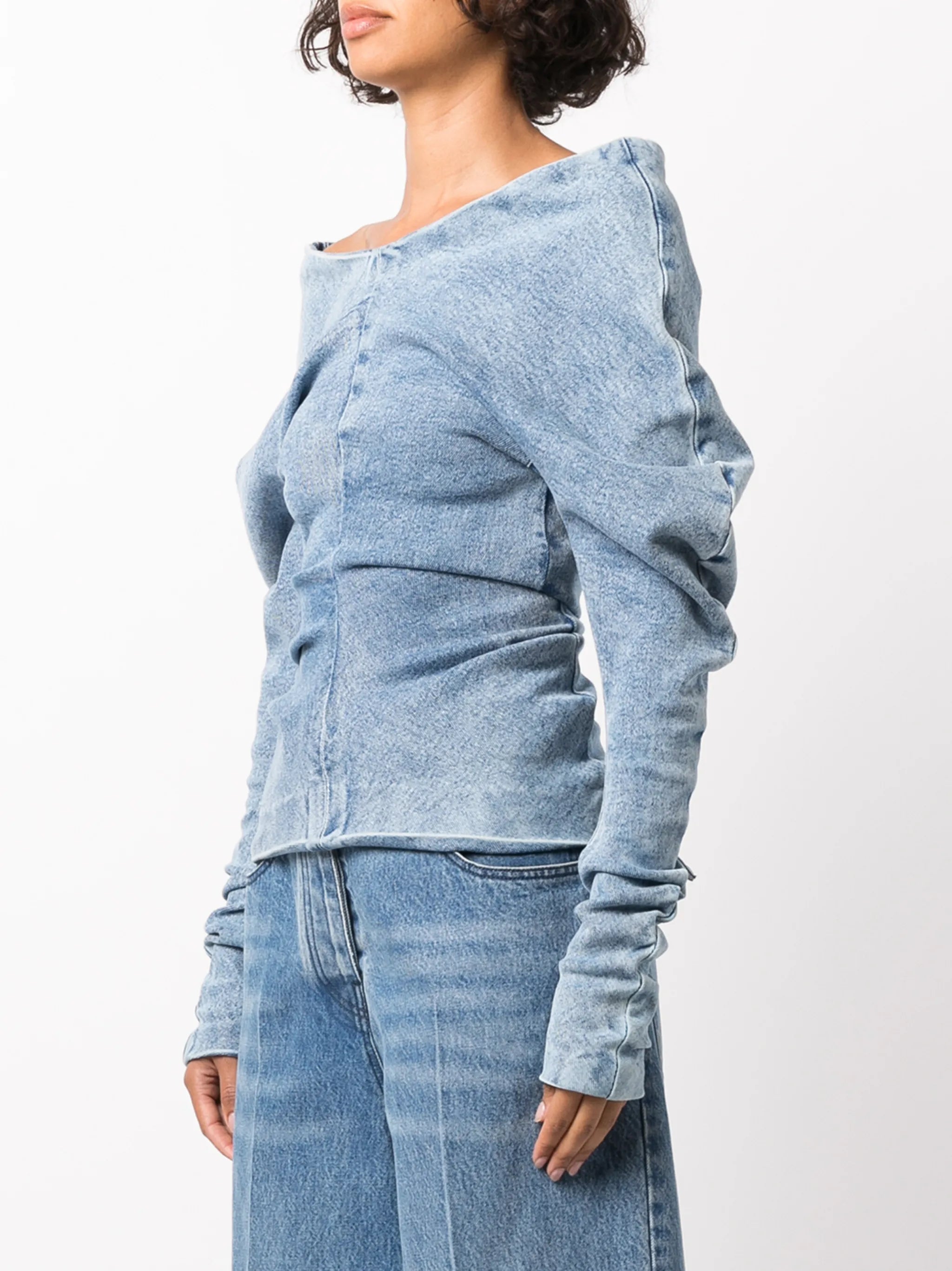 off-shoulder denim top