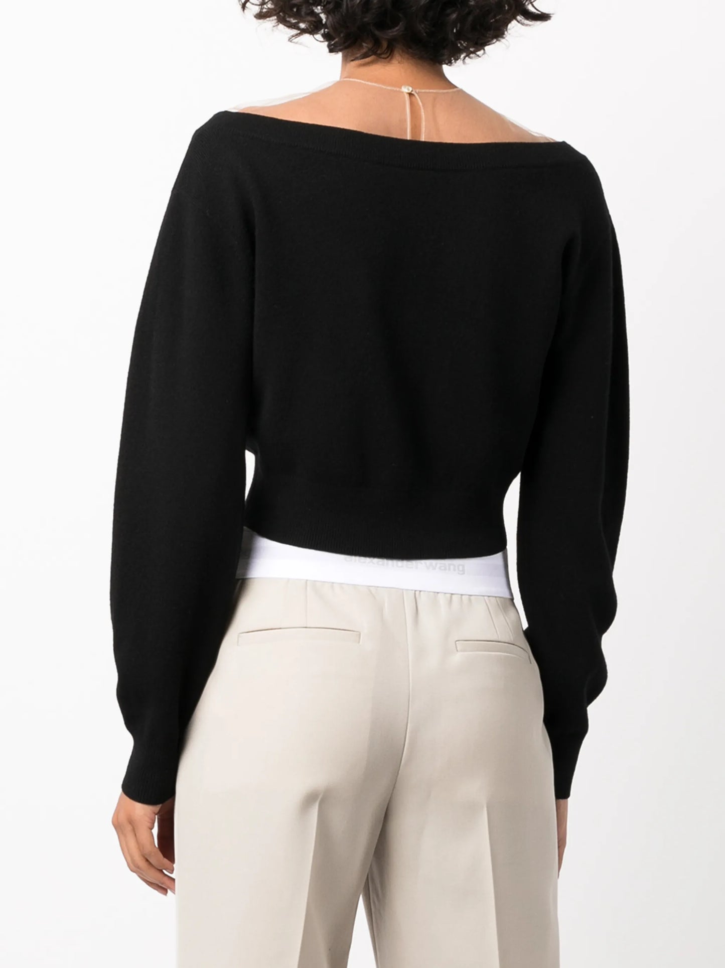 cropped plunge-neck jumper