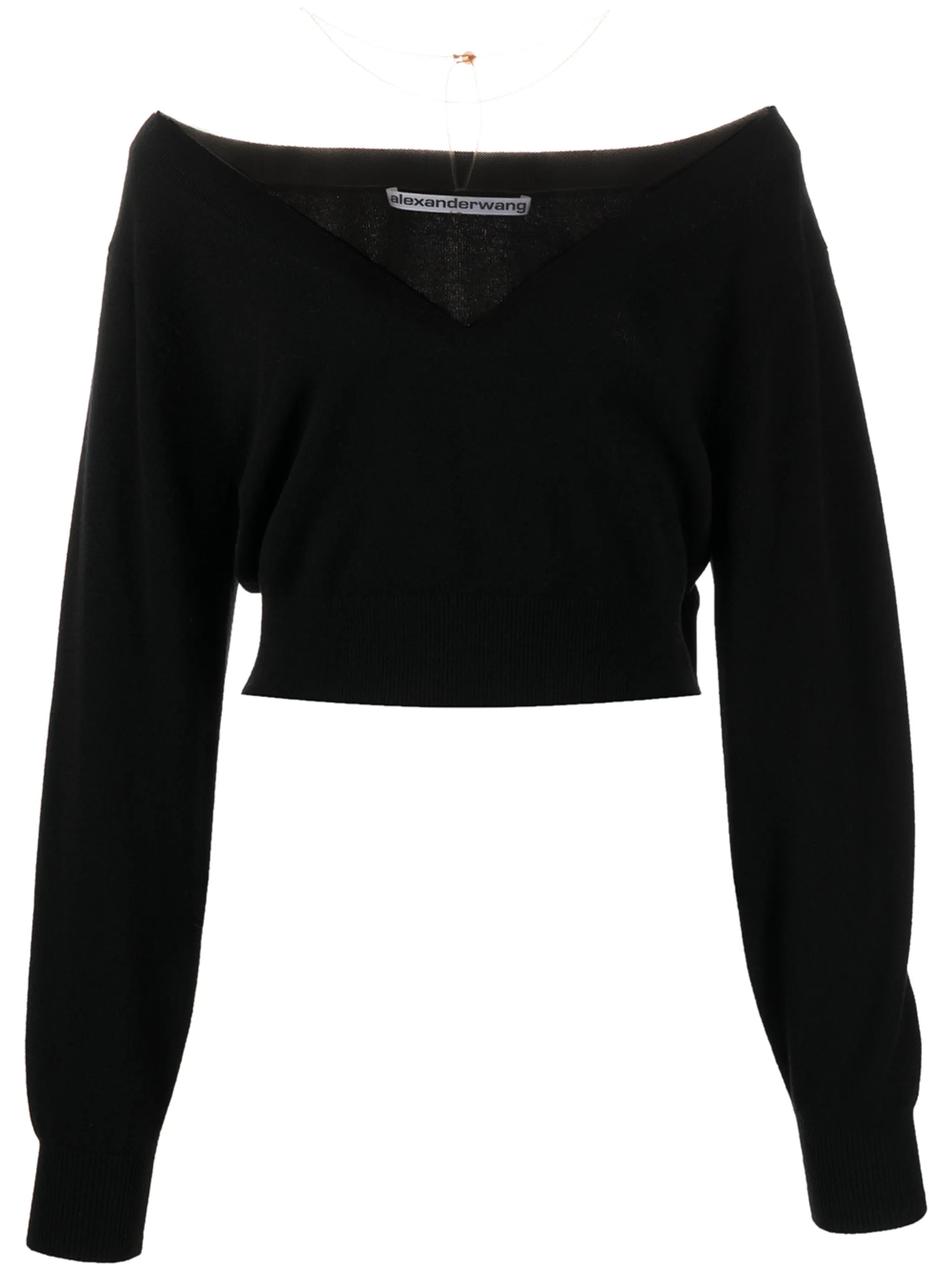cropped plunge-neck jumper