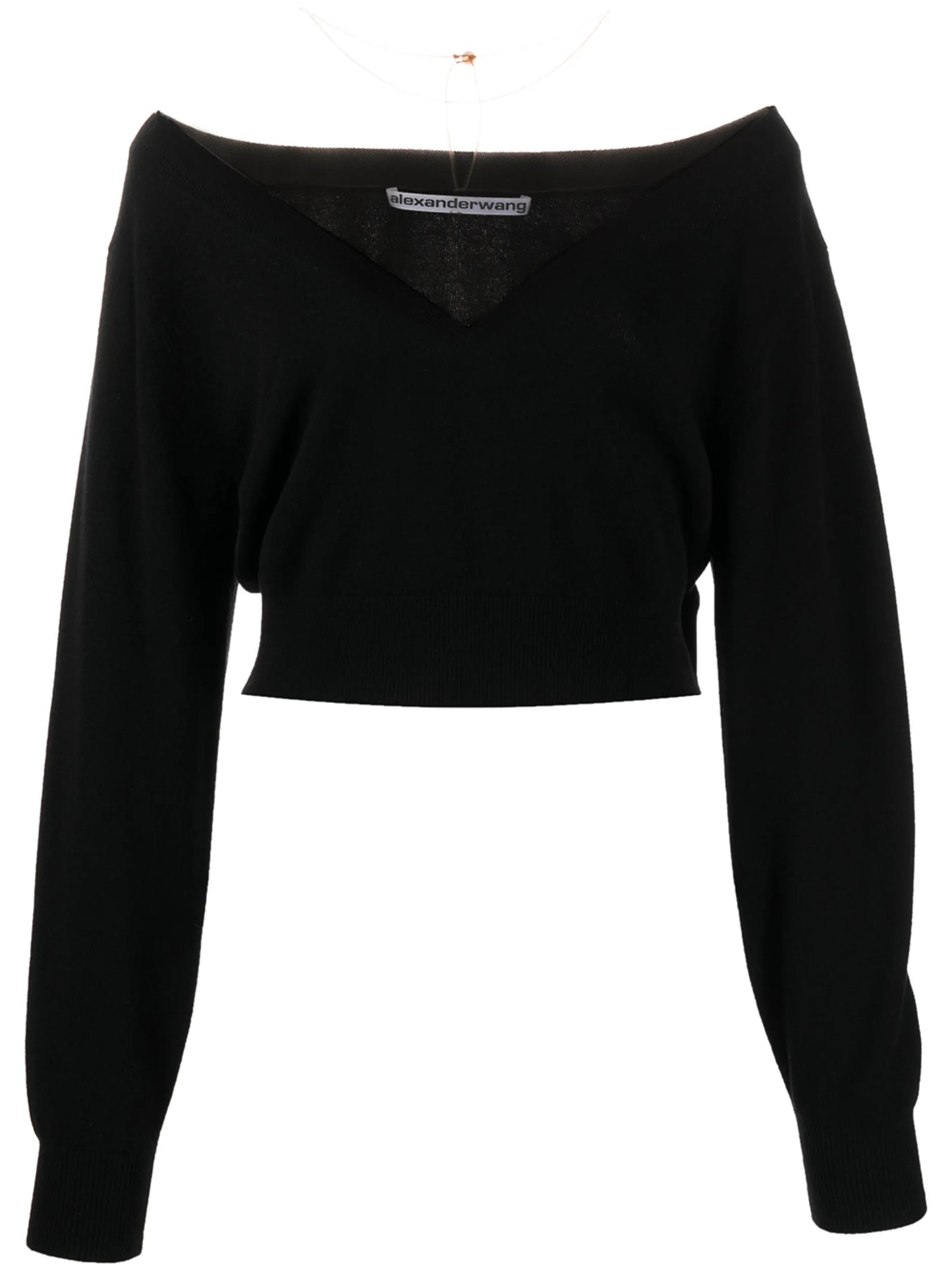 cropped plunge-neck jumper