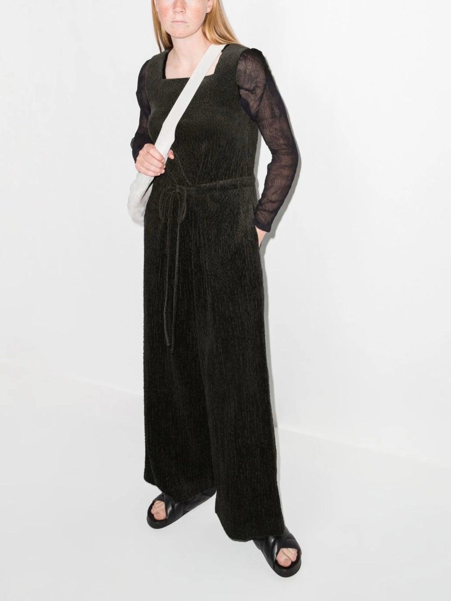sleeveless corduroy jumpsuit