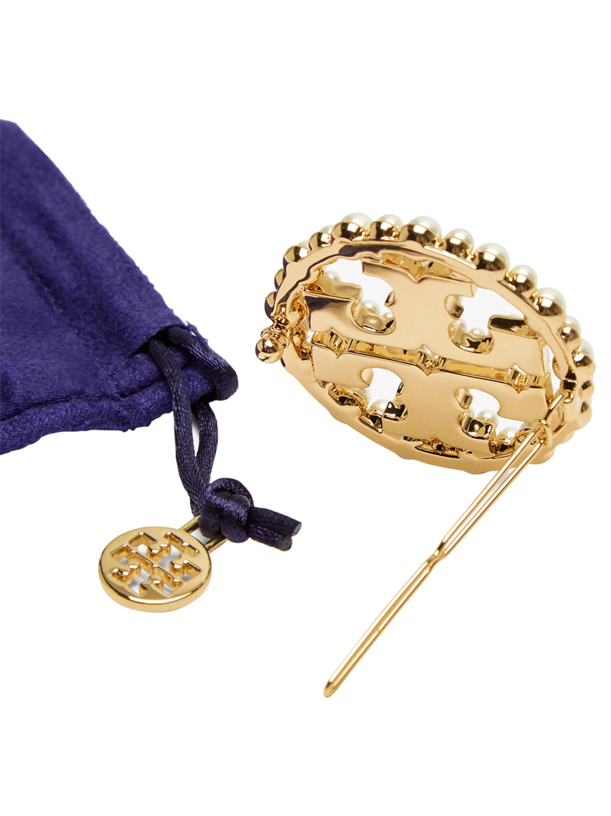 Double T pearl-embellished hairpin