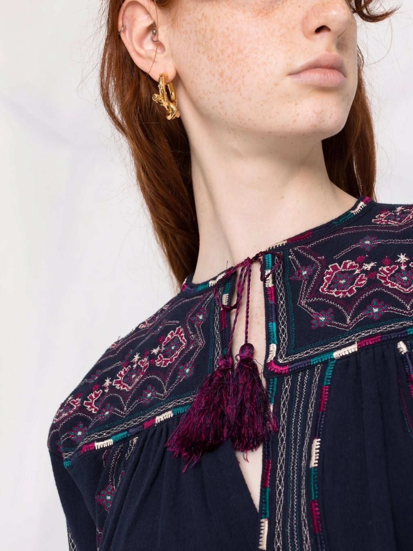 embroidered long-sleeve blouse