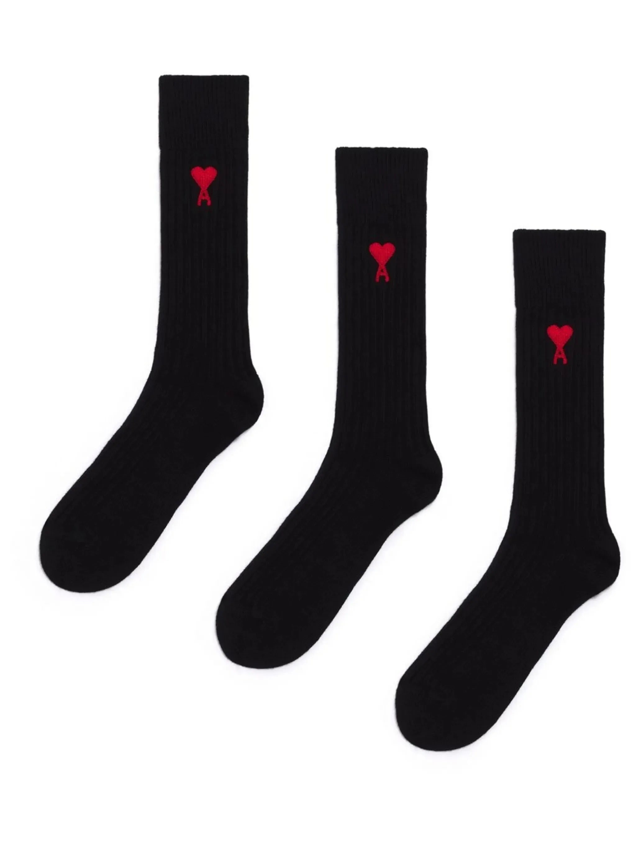 logo-print ribbed three-pack socks