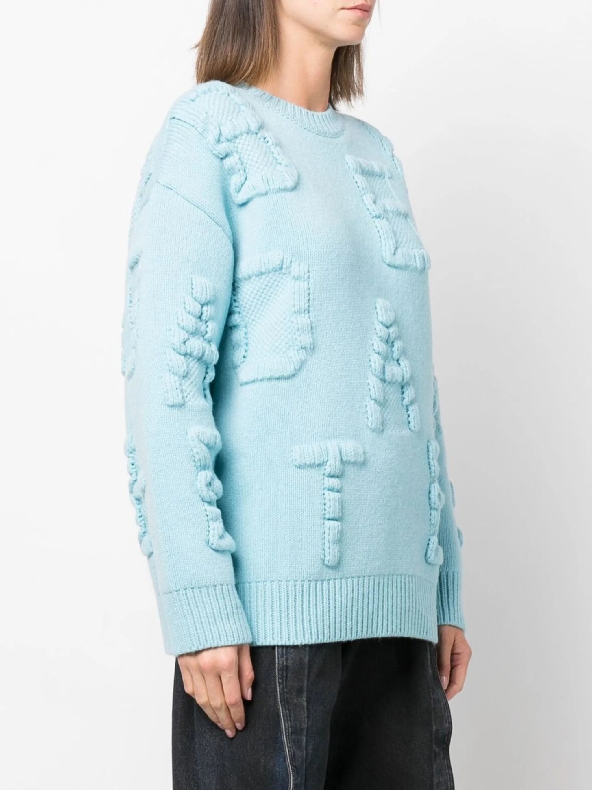 embossed-letter crew-neck sweater