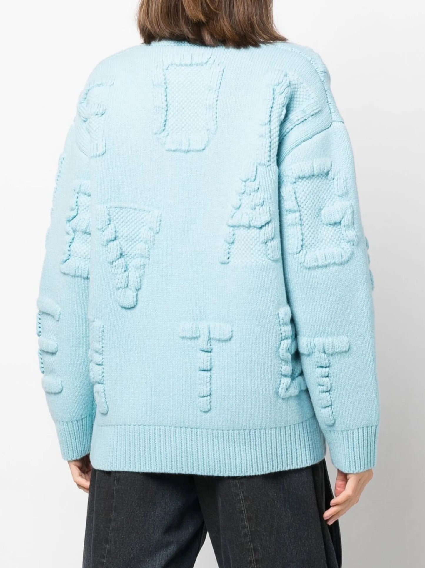 embossed-letter crew-neck sweater