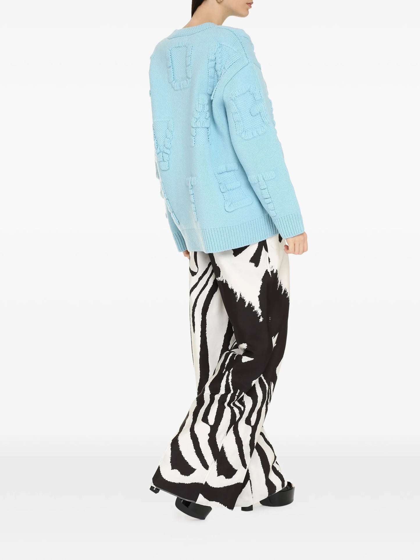 embossed-letter crew-neck sweater