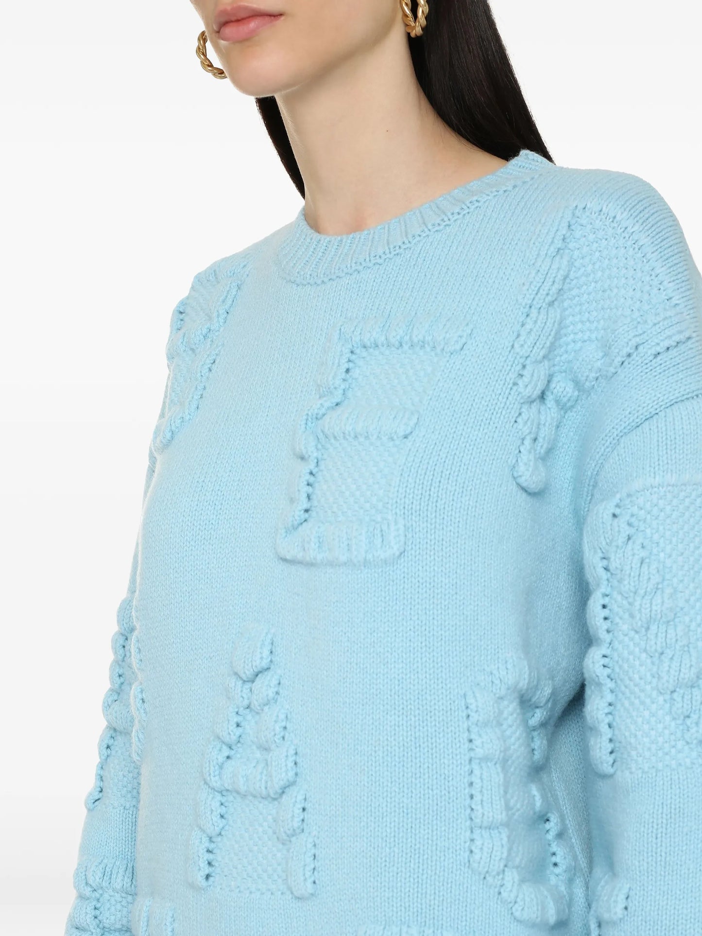 embossed-letter crew-neck sweater