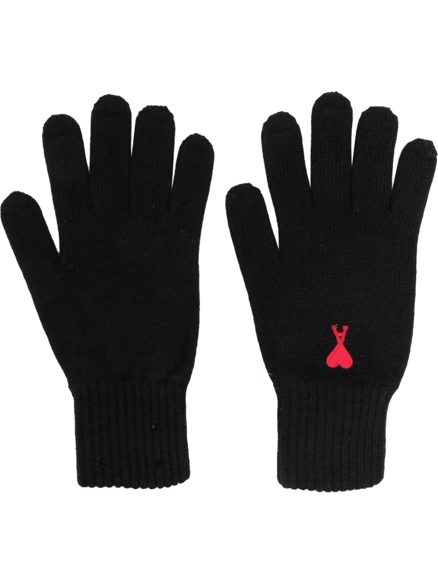 logo-embroidered merino gloves