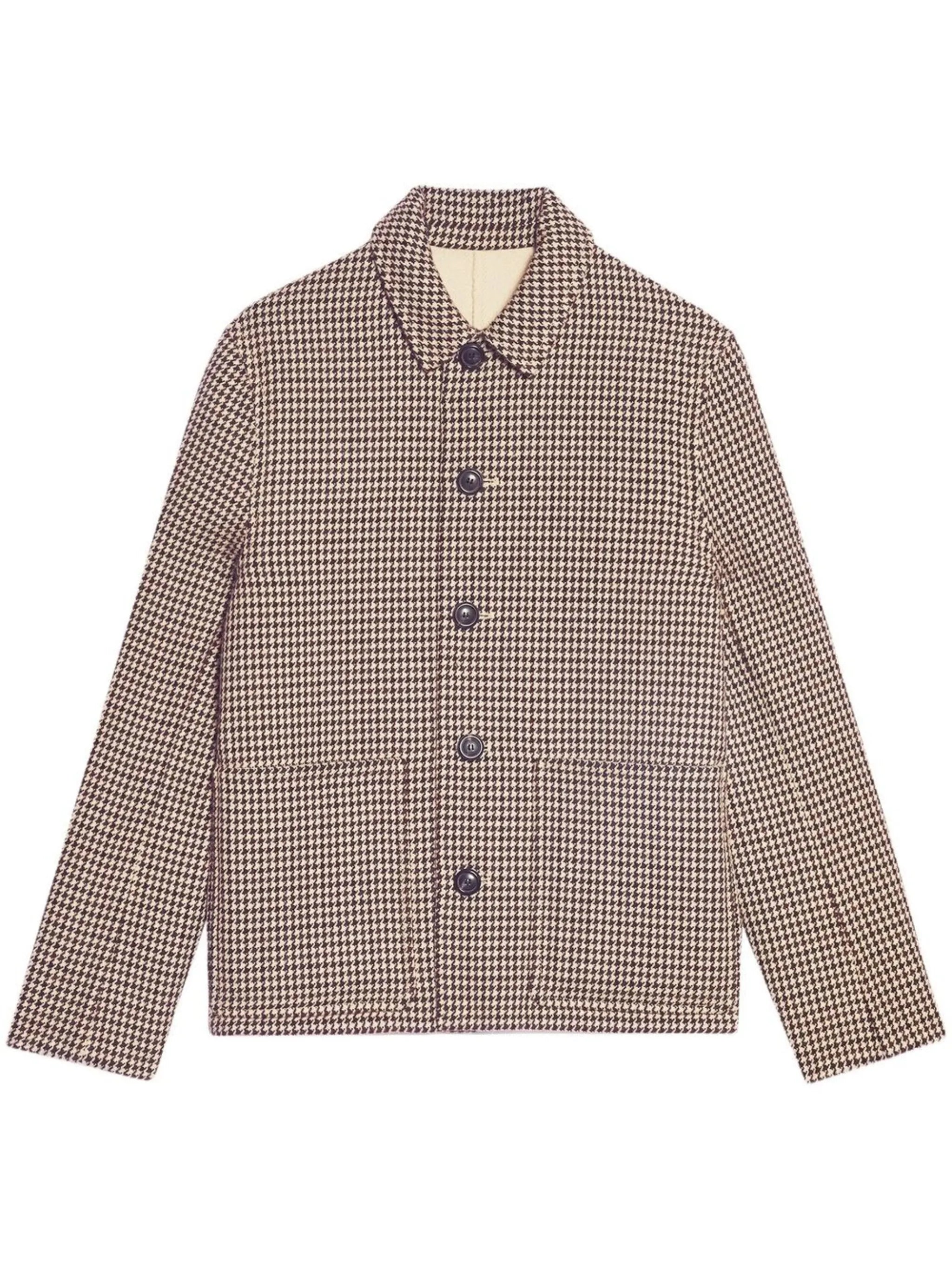 houndstooth pattern single-breasted jacket