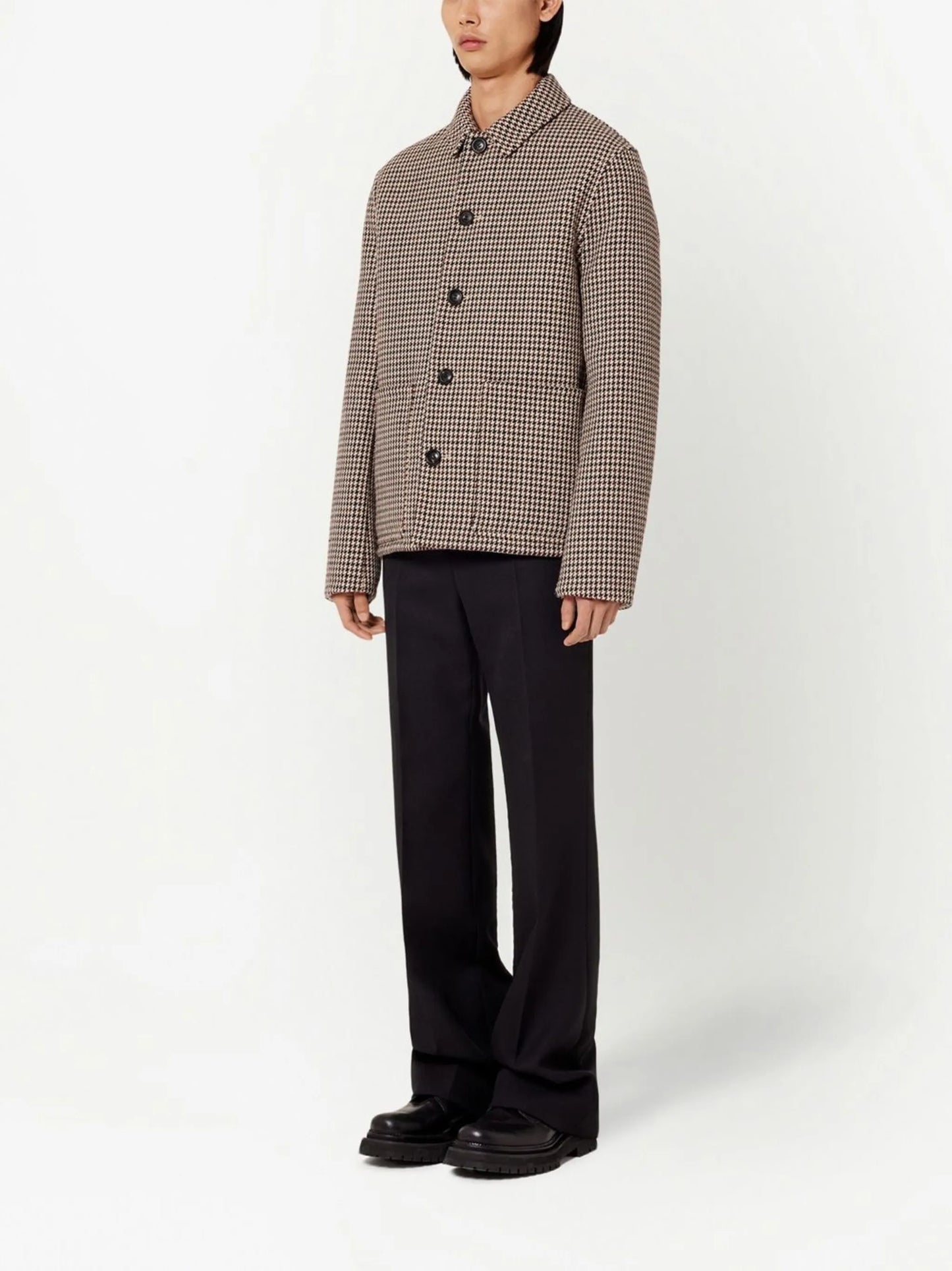 houndstooth pattern single-breasted jacket