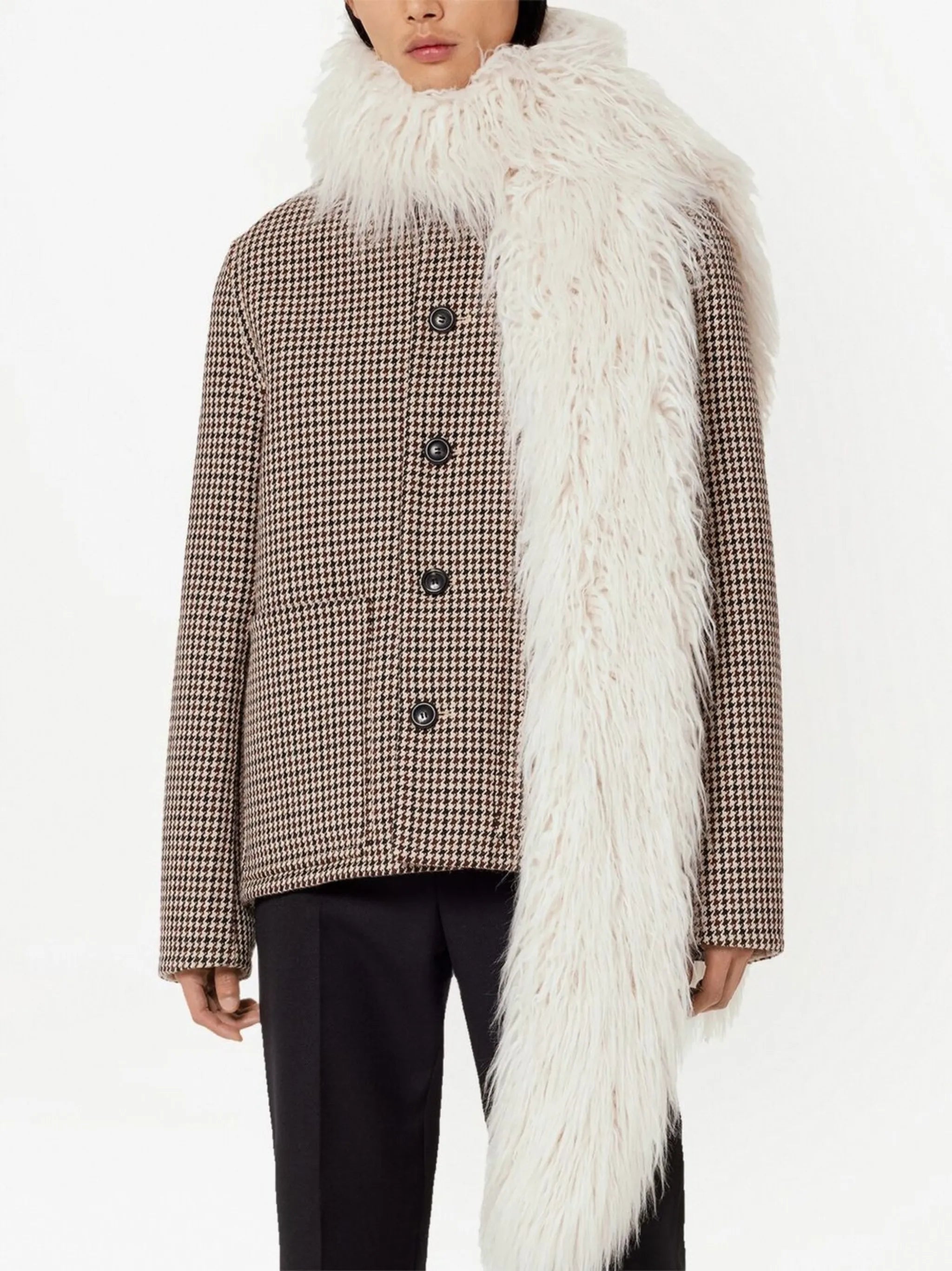 houndstooth pattern single-breasted jacket