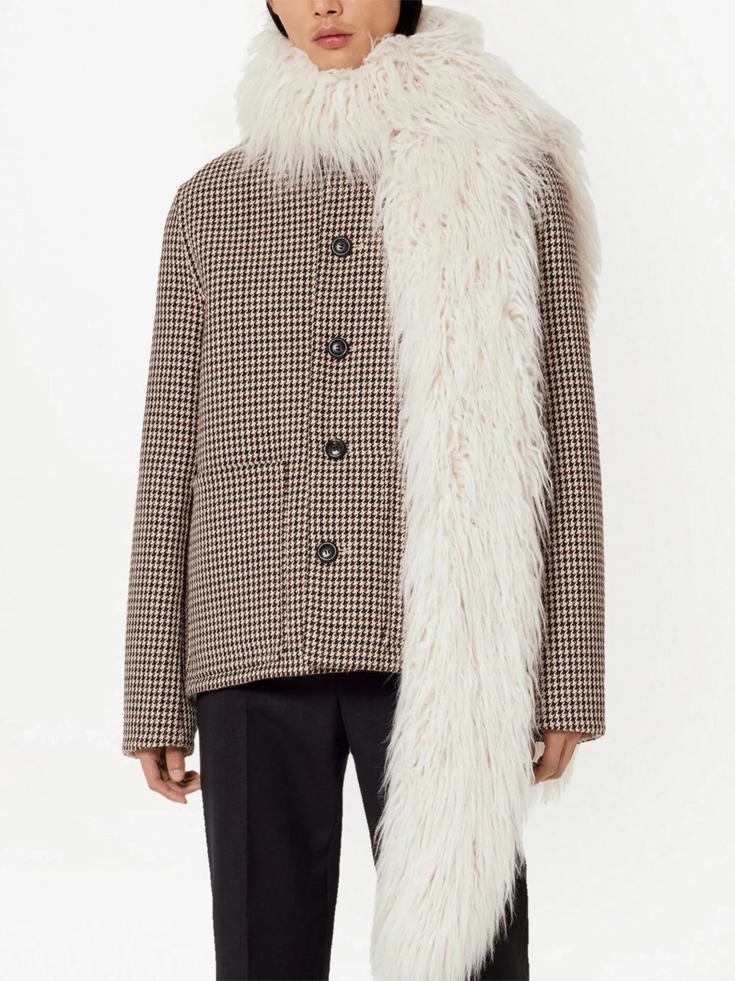 houndstooth pattern single-breasted jacket