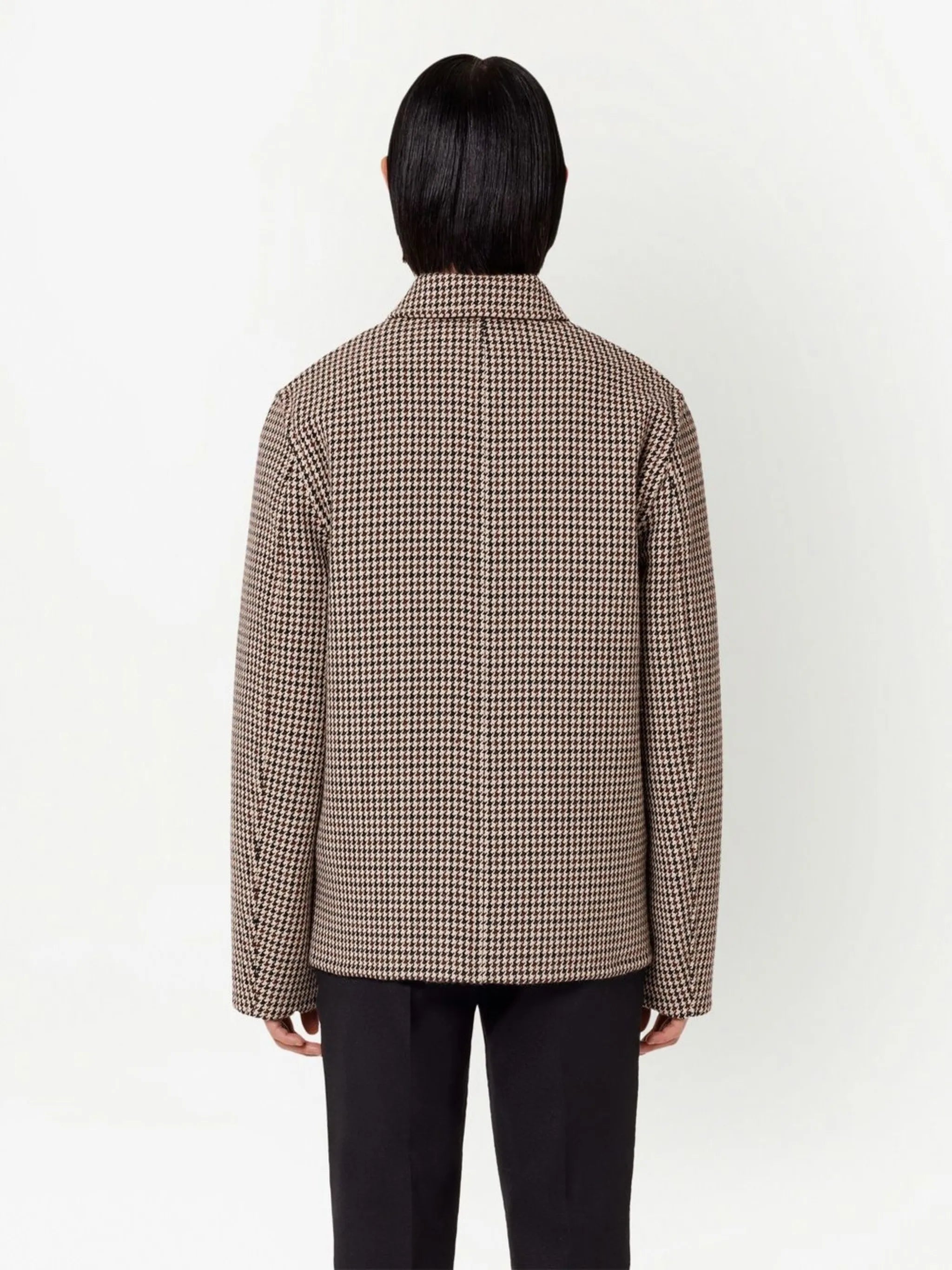 houndstooth pattern single-breasted jacket